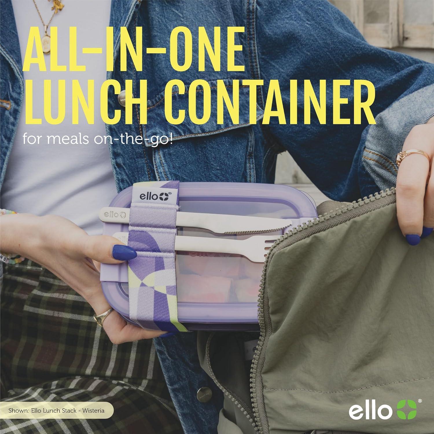imageEllo 2Pack Lunch Stack Plastic Food Storage Container Bento Box with Airtight LeakProof Locking Plastic Lids and Silicone Base BPAFree Freezer Microwave and Dishwasher SafeGuava