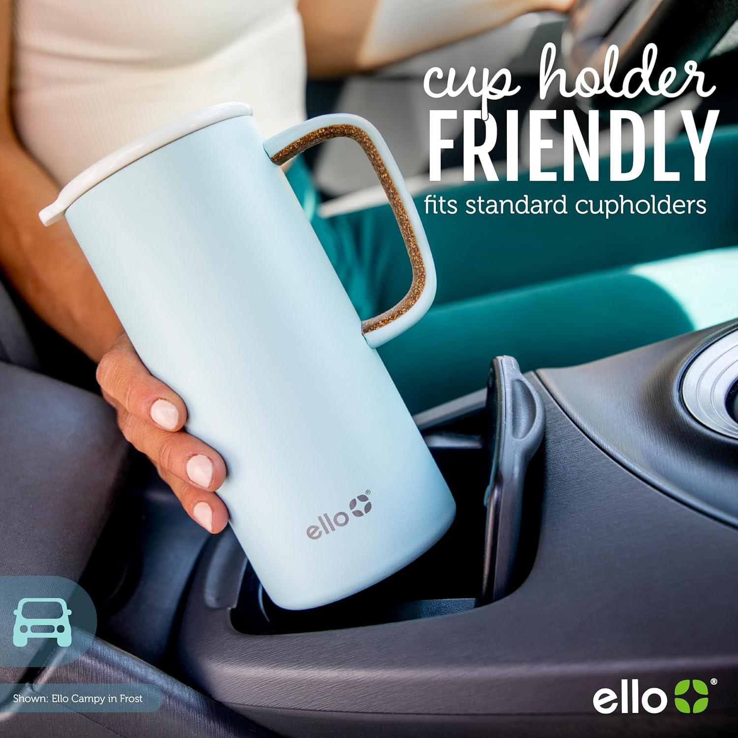 imageEllo Campy 18oz Stainless Steel Travel Mug with Handle and LeakProof Slider Lid Reusable Vacuum Insulated Perfect for Coffee or Tea Home Gift Travel Office BPA Free Georgia PeachMatte Black