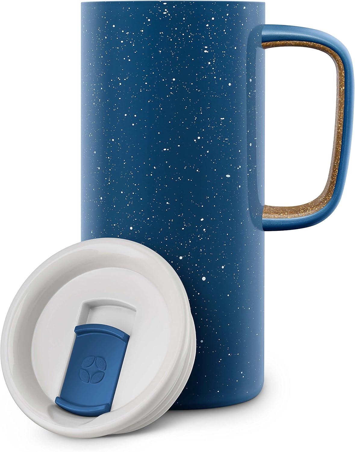 imageEllo Campy 18oz Stainless Steel Travel Mug with Handle and LeakProof Slider Lid Reusable Vacuum Insulated Perfect for Coffee or Tea Home Gift Travel Office BPA Free Georgia PeachAvalon Sea