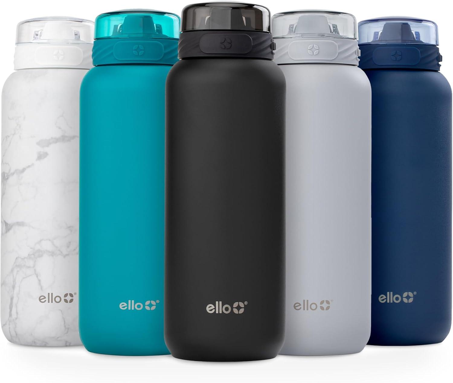 imageEllo Cooper 22oz Stainless Steel Water Bottle with Straw and Carry Handle Double Walled and Vacuum Insulated Metal Leak Proof Locking Lid with Soft Silicone Spout Reusable BPA Free LilacBlack