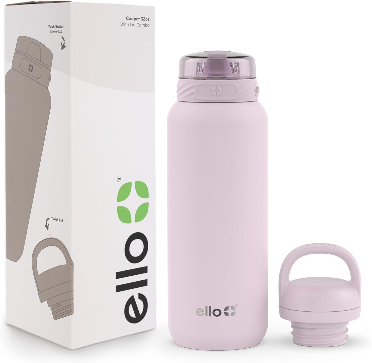 imageEllo Cooper 22oz Stainless Steel Water Bottle with Straw and Carry Handle Double Walled and Vacuum Insulated Metal Leak Proof Locking Lid with Soft Silicone Spout Reusable BPA Free LilacCashmere Pink