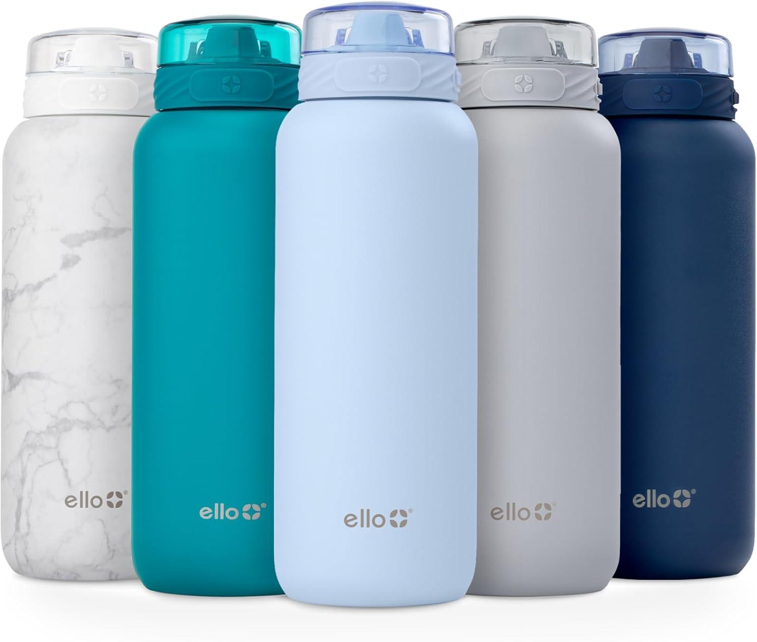 imageEllo Cooper 22oz Stainless Steel Water Bottle with Straw and Carry Handle Double Walled and Vacuum Insulated Metal Leak Proof Locking Lid with Soft Silicone Spout Reusable BPA Free LilacHalogen Blue