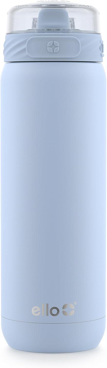 imageEllo Cooper 22oz Stainless Steel Water Bottle with Straw and Carry Handle Double Walled and Vacuum Insulated Metal Leak Proof Locking Lid with Soft Silicone Spout Reusable BPA Free LilacHalogen Blue