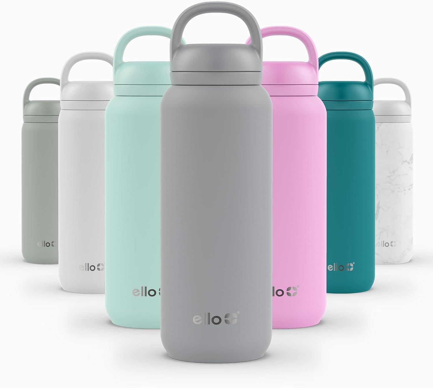 imageEllo Cooper 22oz Stainless Steel Water Bottle with Straw and Carry Handle Double Walled and Vacuum Insulated Metal Leak Proof Locking Lid with Soft Silicone Spout Reusable BPA Free LilacGray