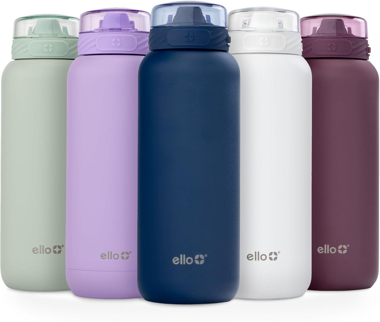 imageEllo Cooper 22oz Stainless Steel Water Bottle with Straw and Carry Handle Double Walled and Vacuum Insulated Metal Leak Proof Locking Lid with Soft Silicone Spout Reusable BPA Free LilacWinter Solstice