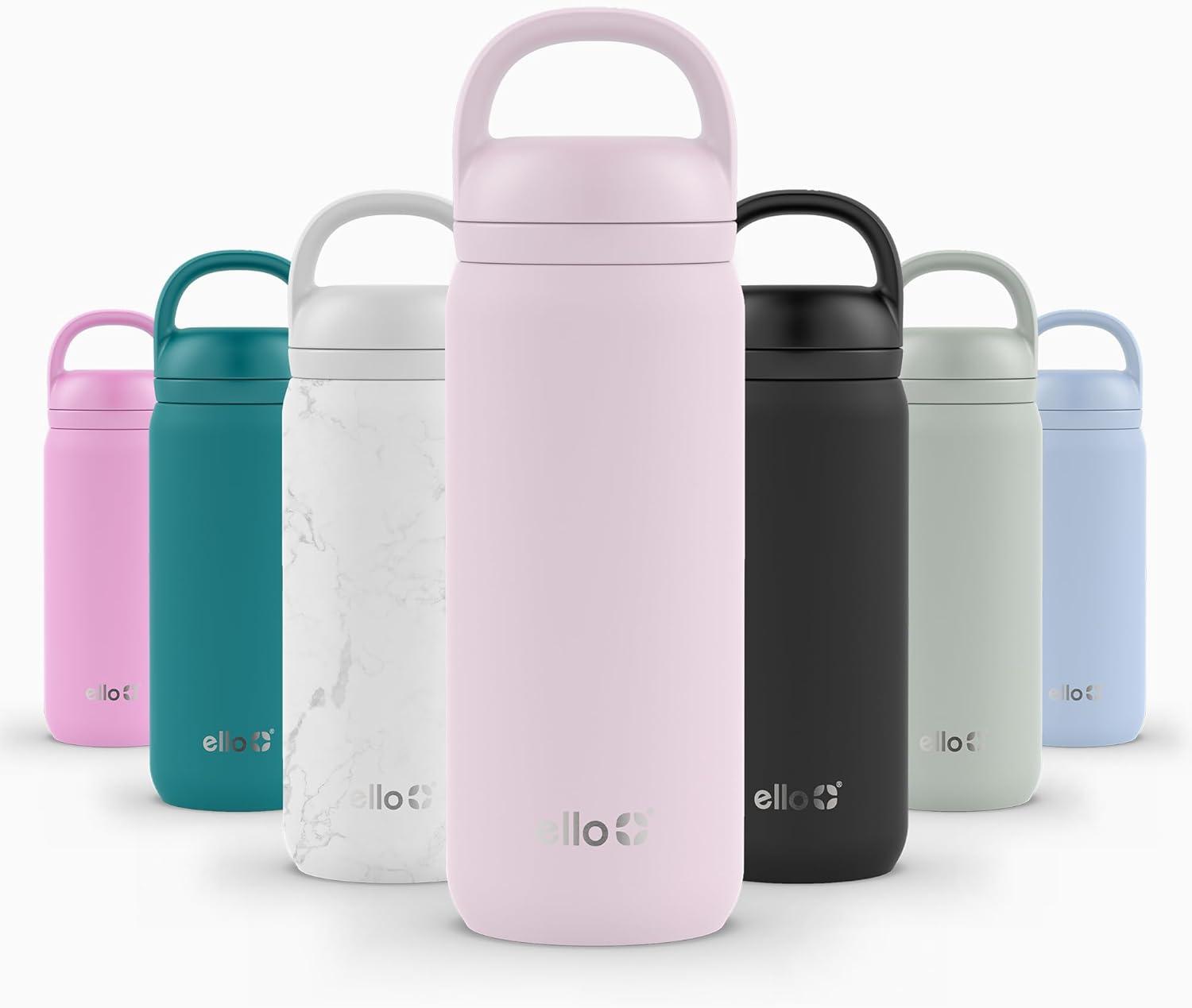imageEllo Cooper 22oz Stainless Steel Water Bottle with Straw and Carry Handle Double Walled and Vacuum Insulated Metal Leak Proof Locking Lid with Soft Silicone Spout Reusable BPA Free LilacCashmere Pink