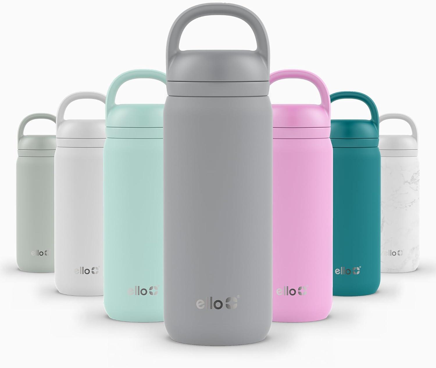 imageEllo Cooper 22oz Stainless Steel Water Bottle with Straw and Carry Handle Double Walled and Vacuum Insulated Metal Leak Proof Locking Lid with Soft Silicone Spout Reusable BPA Free LilacGray