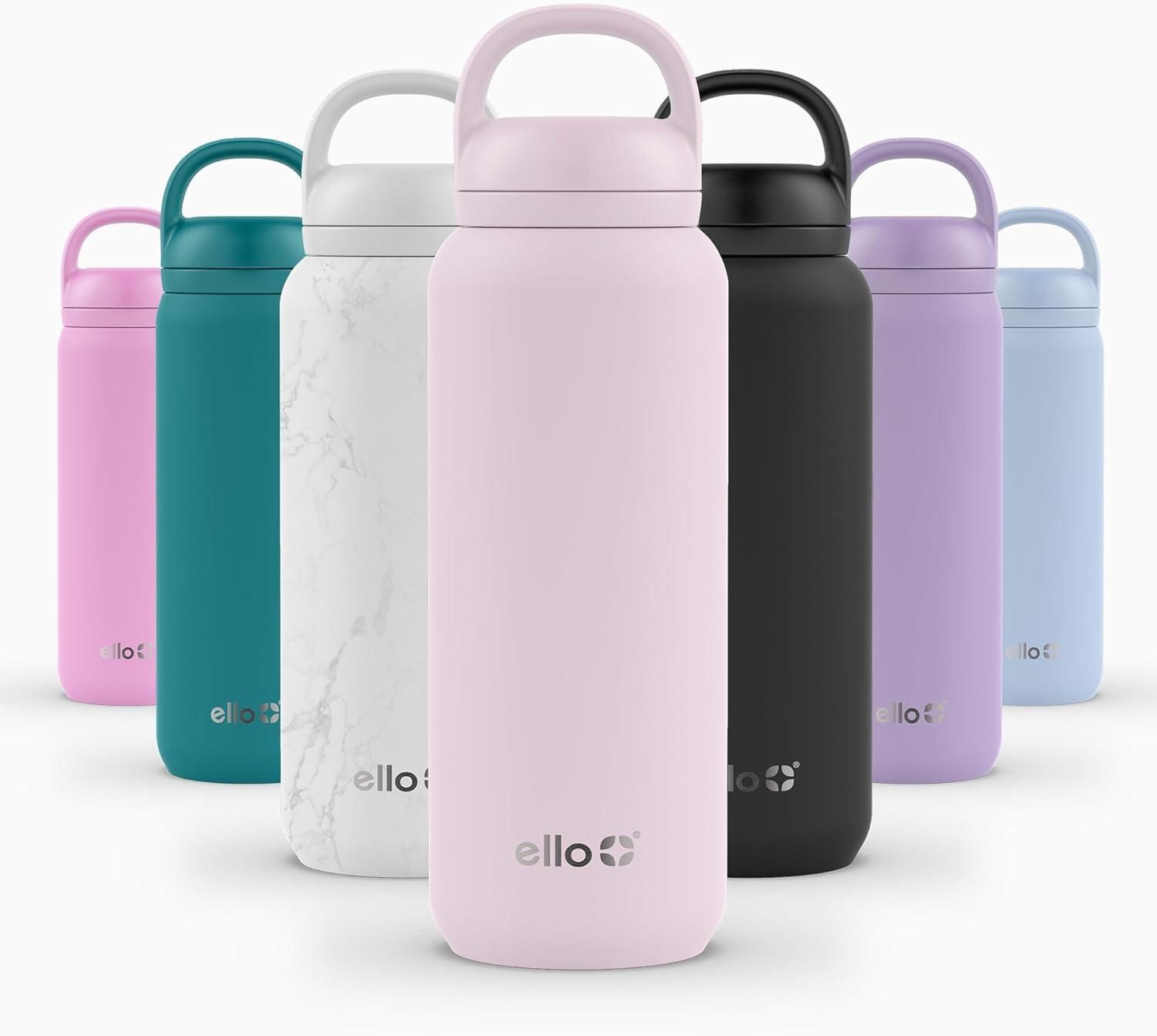 imageEllo Cooper 22oz Stainless Steel Water Bottle with Straw and Carry Handle Double Walled and Vacuum Insulated Metal Leak Proof Locking Lid with Soft Silicone Spout Reusable BPA Free LilacCashmere Pink
