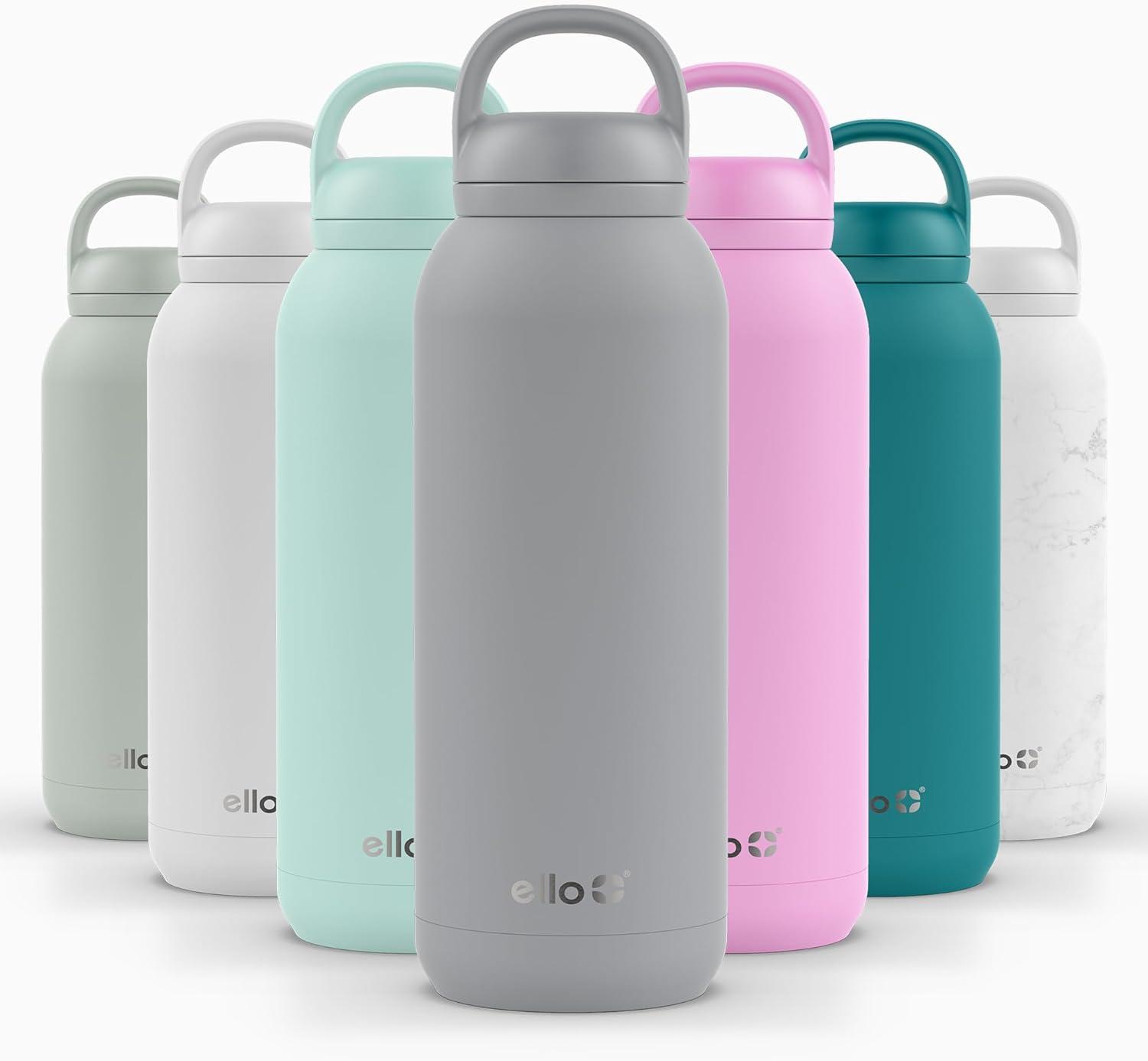 imageEllo Cooper 22oz Stainless Steel Water Bottle with Straw and Carry Handle Double Walled and Vacuum Insulated Metal Leak Proof Locking Lid with Soft Silicone Spout Reusable BPA Free LilacGray