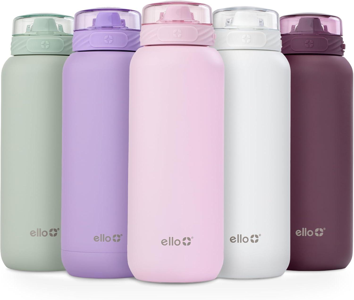 imageEllo Cooper 22oz Stainless Steel Water Bottle with Straw and Carry Handle Double Walled and Vacuum Insulated Metal Leak Proof Locking Lid with Soft Silicone Spout Reusable BPA Free LilacCashmere Pink