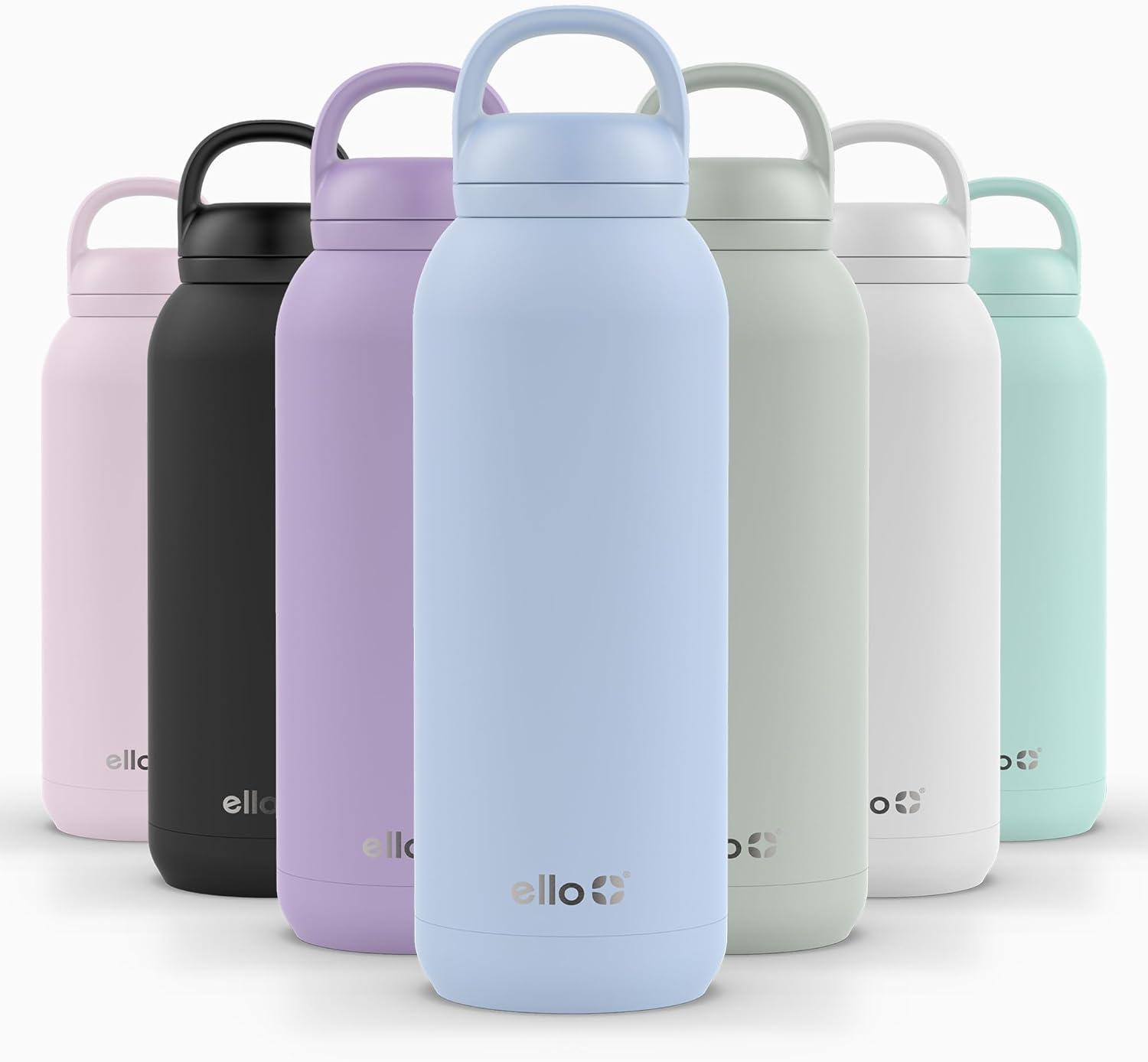 imageEllo Cooper 22oz Stainless Steel Water Bottle with Straw and Carry Handle Double Walled and Vacuum Insulated Metal Leak Proof Locking Lid with Soft Silicone Spout Reusable BPA Free LilacHalogen Blue