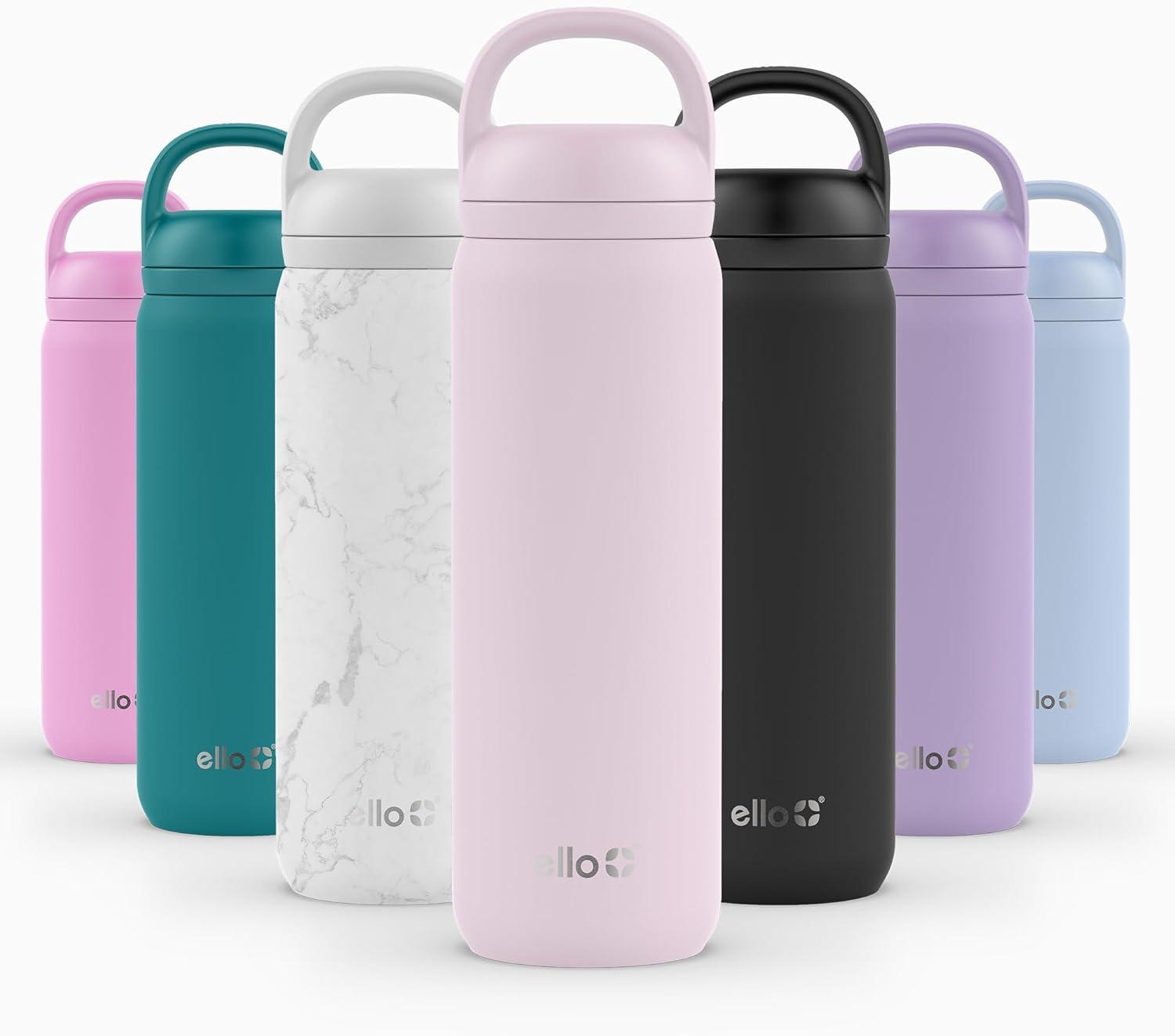 imageEllo Cooper 22oz Stainless Steel Water Bottle with Straw and Carry Handle Double Walled and Vacuum Insulated Metal Leak Proof Locking Lid with Soft Silicone Spout Reusable BPA Free LilacCashmere Pink