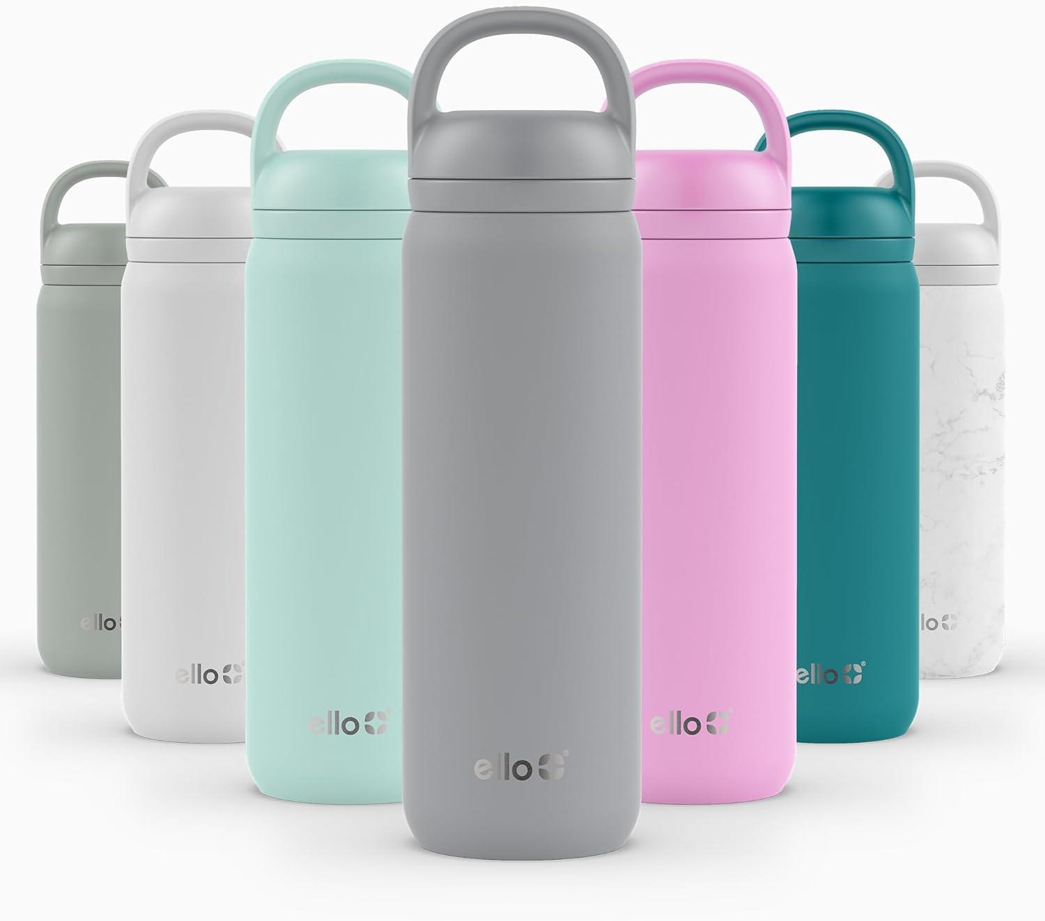 imageEllo Cooper 22oz Stainless Steel Water Bottle with Straw and Carry Handle Double Walled and Vacuum Insulated Metal Leak Proof Locking Lid with Soft Silicone Spout Reusable BPA Free LilacGray