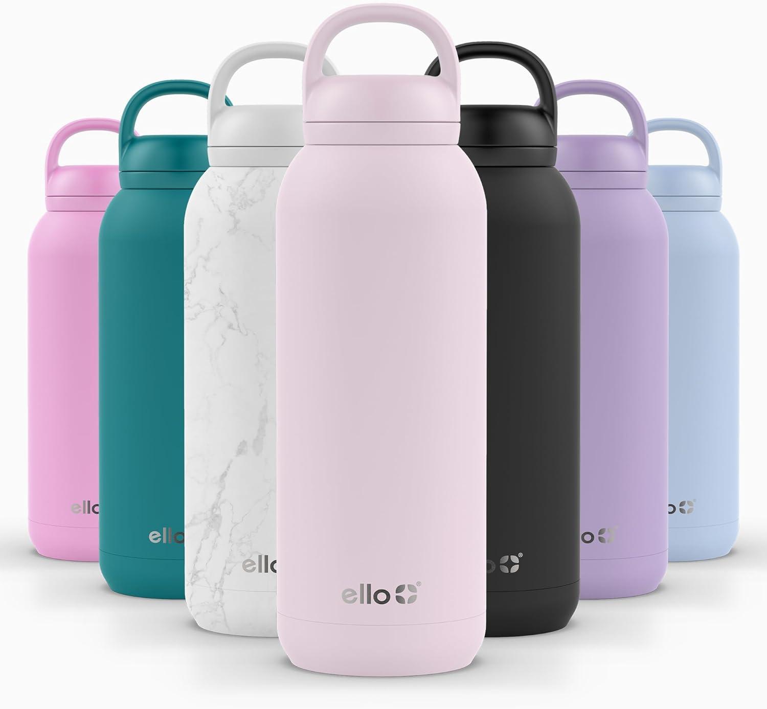 imageEllo Cooper 22oz Stainless Steel Water Bottle with Straw and Carry Handle Double Walled and Vacuum Insulated Metal Leak Proof Locking Lid with Soft Silicone Spout Reusable BPA Free LilacCashmere Pink