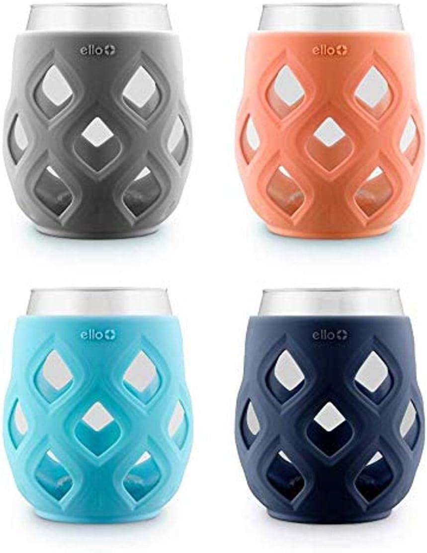 imageEllo Cru 17oz Stemless Wine Glass Set with Protective Silicone Sleeves Dishwasher Safe Cocktail Glass Pack Perfect for Summer Patios and Parties Festive Fun Holiday Gift for Women Men Her HimPaloma