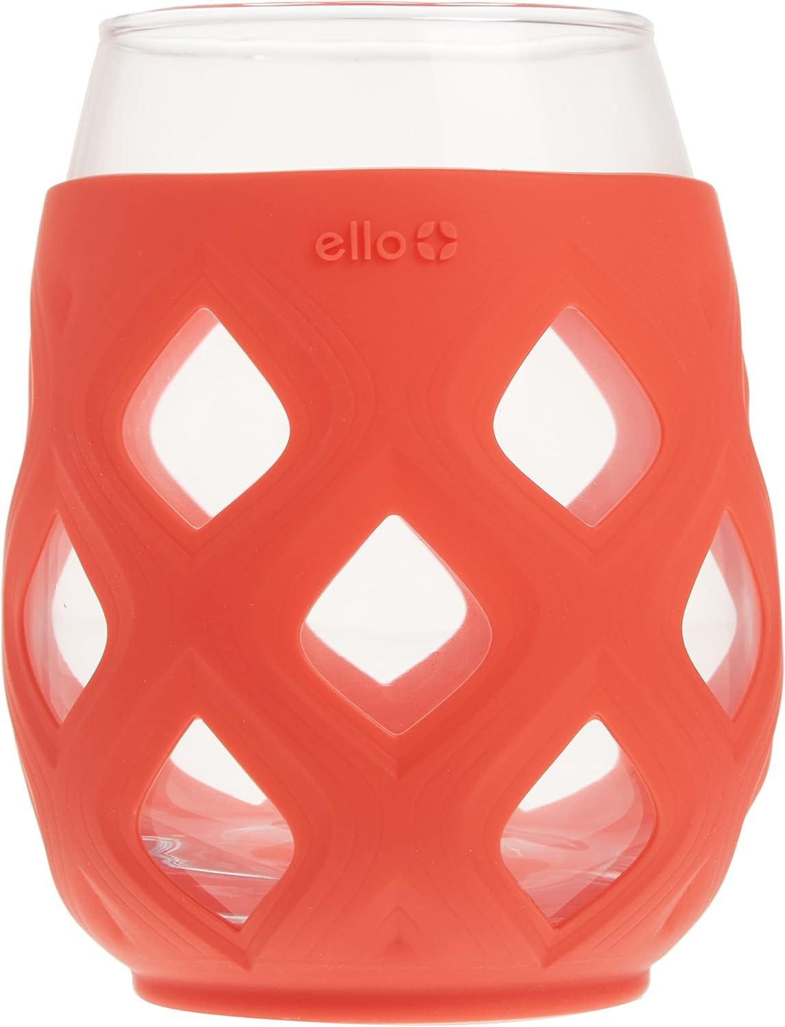 imageEllo Cru 17oz Stemless Wine Glass Set with Protective Silicone Sleeves Dishwasher Safe Cocktail Glass Pack Perfect for Summer Patios and Parties Festive Fun Holiday Gift for Women Men Her HimMai Tai