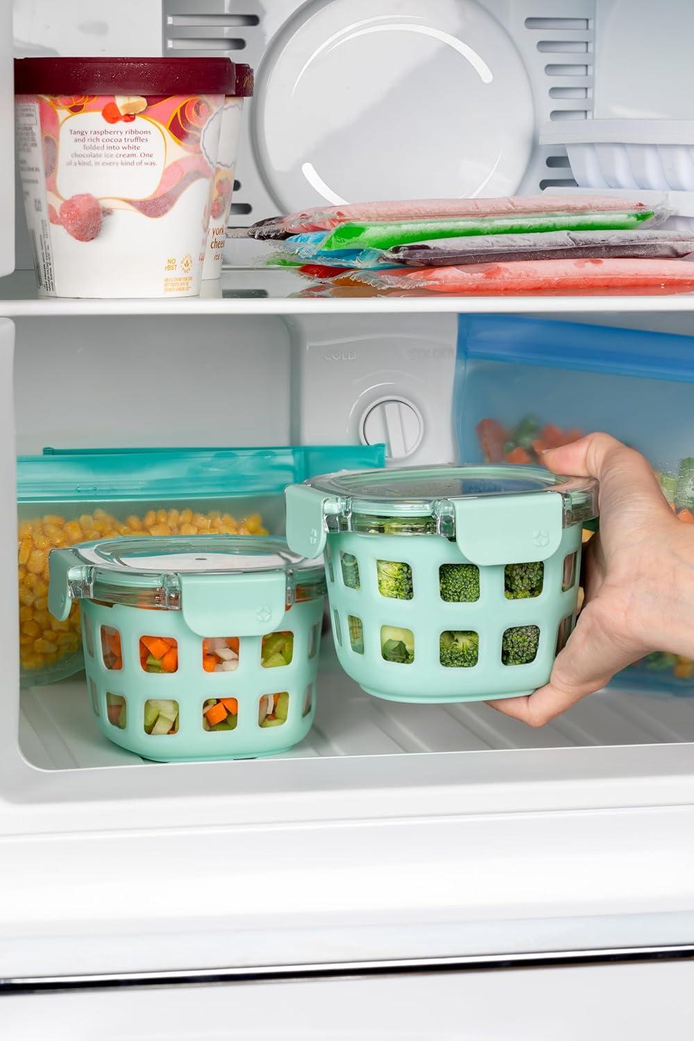 imageEllo Duraglass 4Pack 2 Cup Reusable Glass Container Jar with Leak Proof Lids and Protective Silicone Sleeves Perfect for Overnight Oats Yogurt BPAFree Dishwasher Safe Evening OrchardYucca
