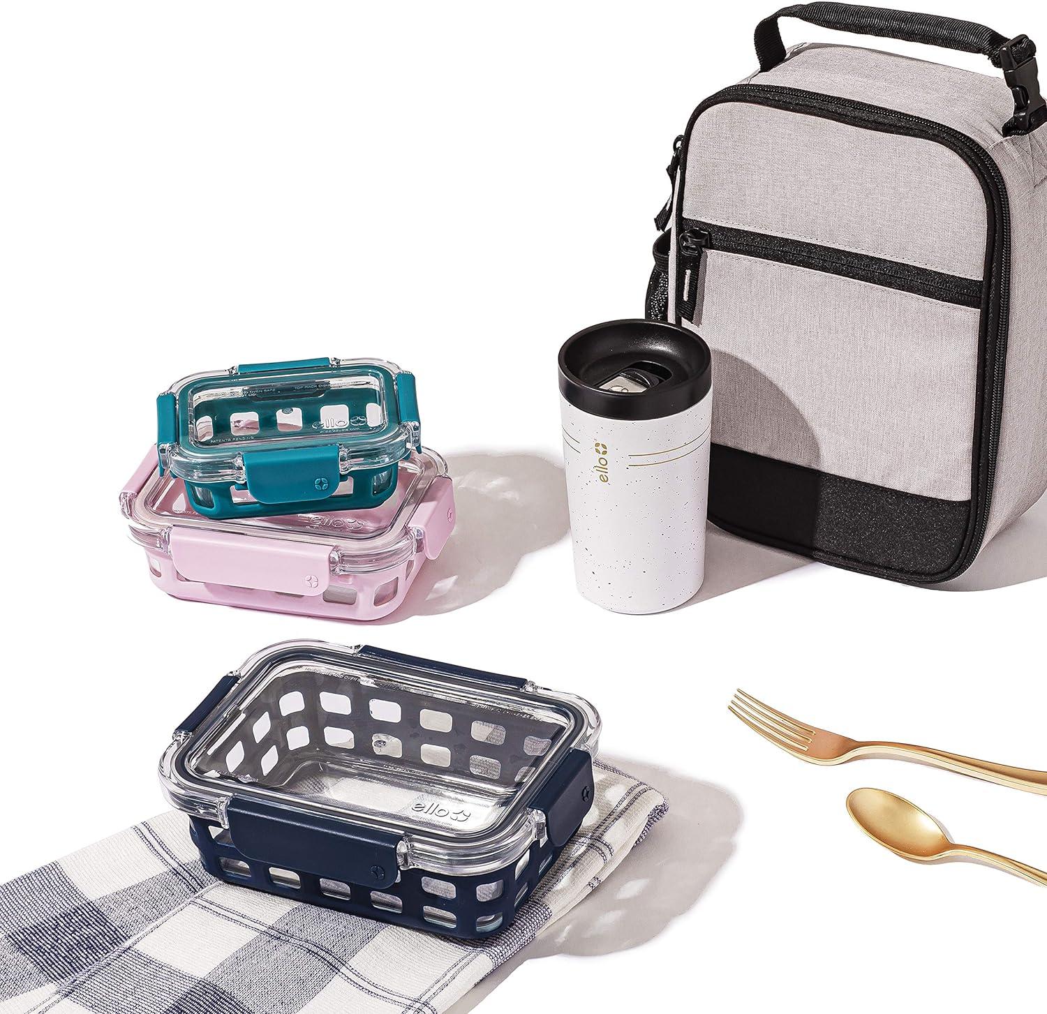imageEllo Duraglass Mixed Meal Prep Sets LeakProof Glass Food Storage Containers with Silicone Sleeves and Airtight BPAFree Lids Dishwasher Microwave and Freezer SafeSpring