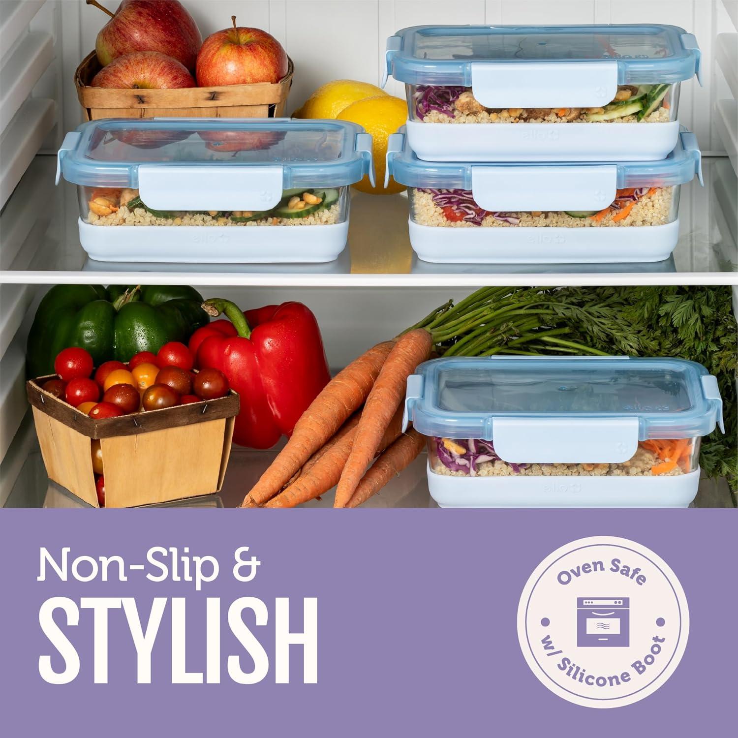 imageEllo Duraglass Refresh 34 Cup Meal Prep Sets 10Pc 5 Pack Set Glass Food Storage Container with Silicone Boot and Airtight BPAFree Plastic Lids Dishwasher Microwave and Freezer SafeDusk DelightEverest