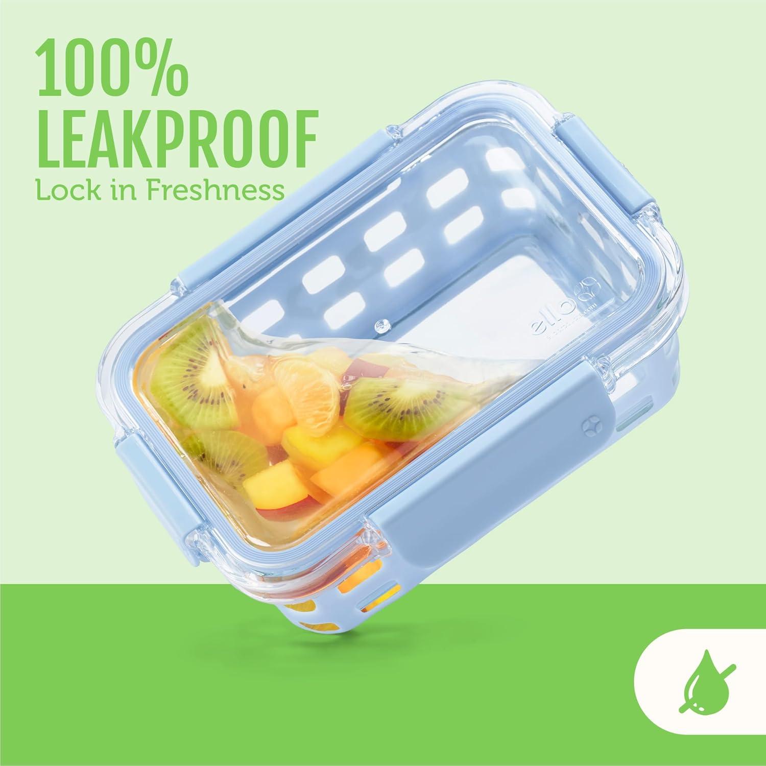 imageEllo Duraglass Refresh 34 Cup Meal Prep Sets 10Pc 5 Pack Set Glass Food Storage Container with Silicone Boot and Airtight BPAFree Plastic Lids Dishwasher Microwave and Freezer SafeDusk DelightFruit Salad