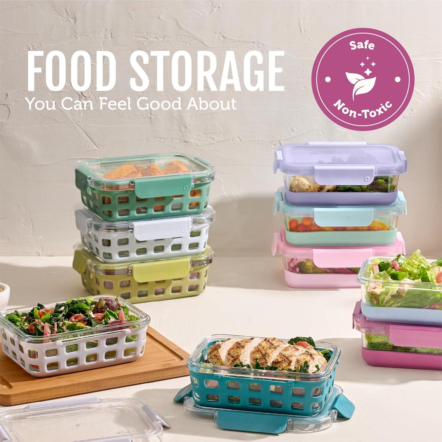 imageEllo Duraglass Refresh 34 Cup Meal Prep Sets 10Pc 5 Pack Set Glass Food Storage Container with Silicone Boot and Airtight BPAFree Plastic Lids Dishwasher Microwave and Freezer SafeDusk DelightEvening Orchard