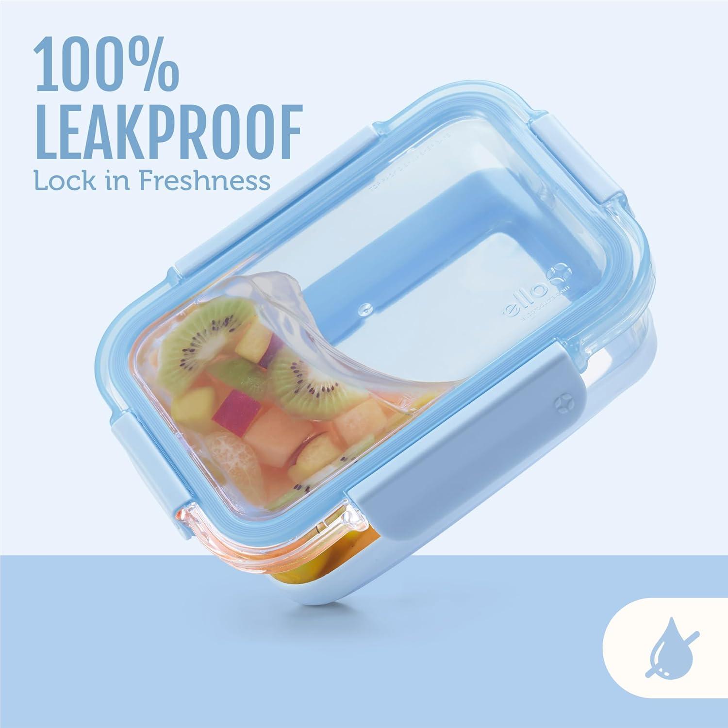 imageEllo Duraglass Refresh 34 Cup Meal Prep Sets 10Pc 5 Pack Set Glass Food Storage Container with Silicone Boot and Airtight BPAFree Plastic Lids Dishwasher Microwave and Freezer SafeDusk DelightHalogen Blue with Boot
