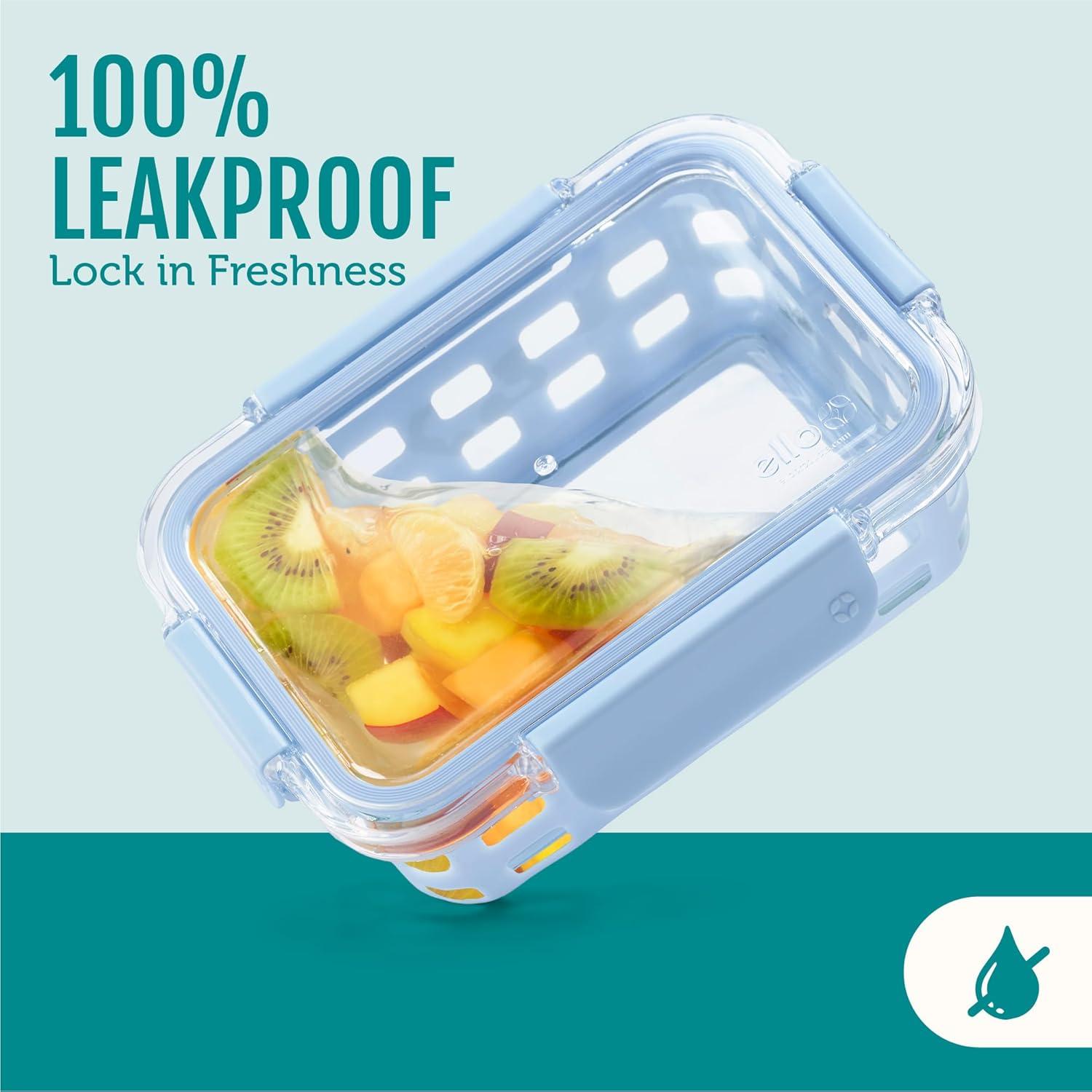 imageEllo Duraglass Refresh 34 Cup Meal Prep Sets 10Pc 5 Pack Set Glass Food Storage Container with Silicone Boot and Airtight BPAFree Plastic Lids Dishwasher Microwave and Freezer SafeDusk DelightMelon