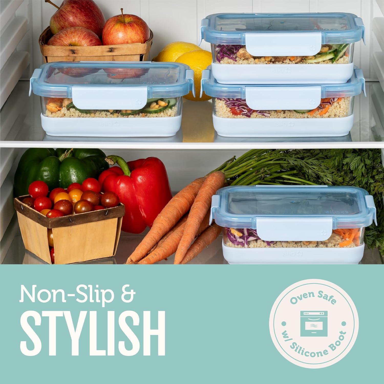 imageEllo Duraglass Refresh 34 Cup Meal Prep Sets 10Pc 5 Pack Set Glass Food Storage Container with Silicone Boot and Airtight BPAFree Plastic Lids Dishwasher Microwave and Freezer SafeDusk DelightGarden Goals with Boot