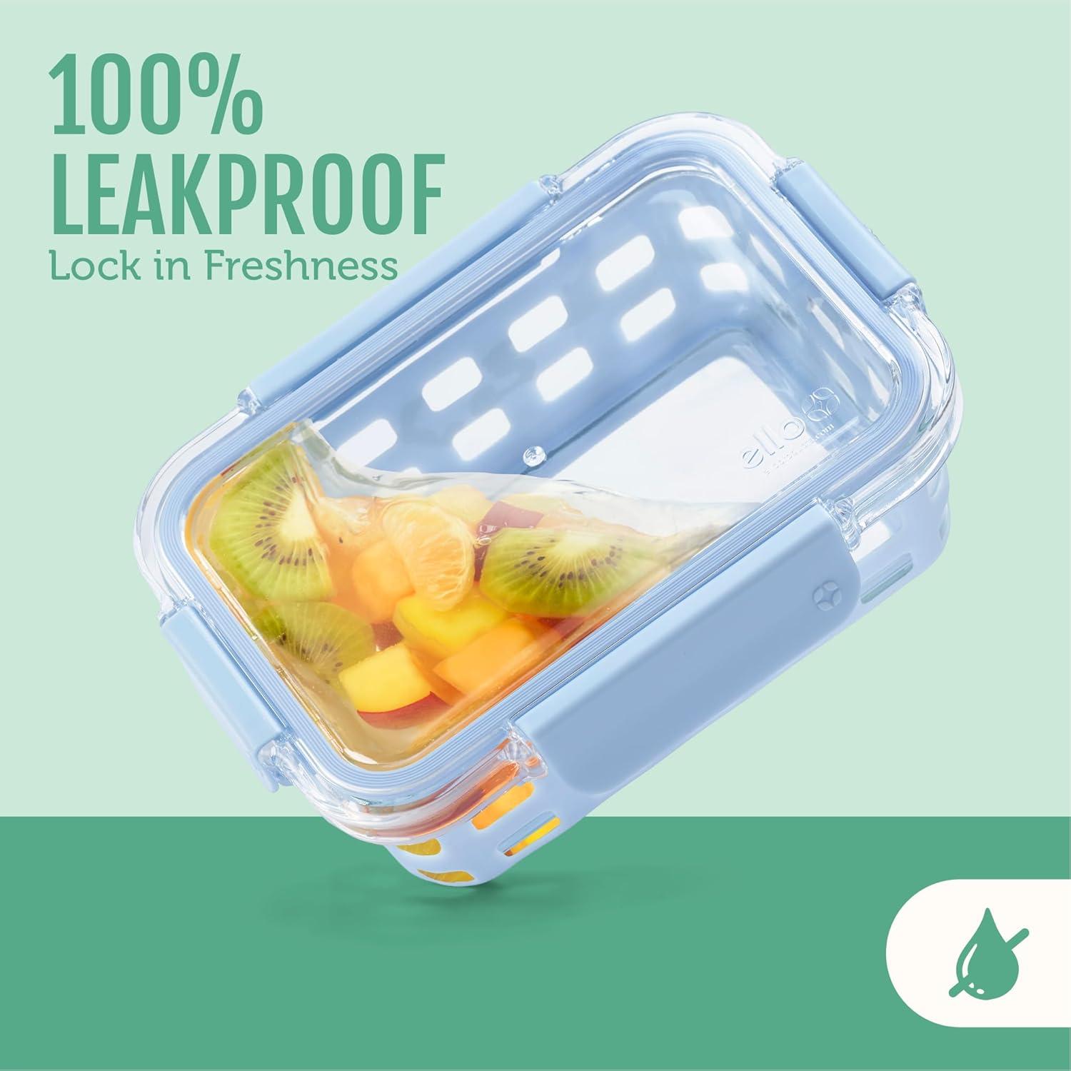 imageEllo Duraglass Refresh 34 Cup Meal Prep Sets 10Pc 5 Pack Set Glass Food Storage Container with Silicone Boot and Airtight BPAFree Plastic Lids Dishwasher Microwave and Freezer SafeDusk DelightOlive Tree