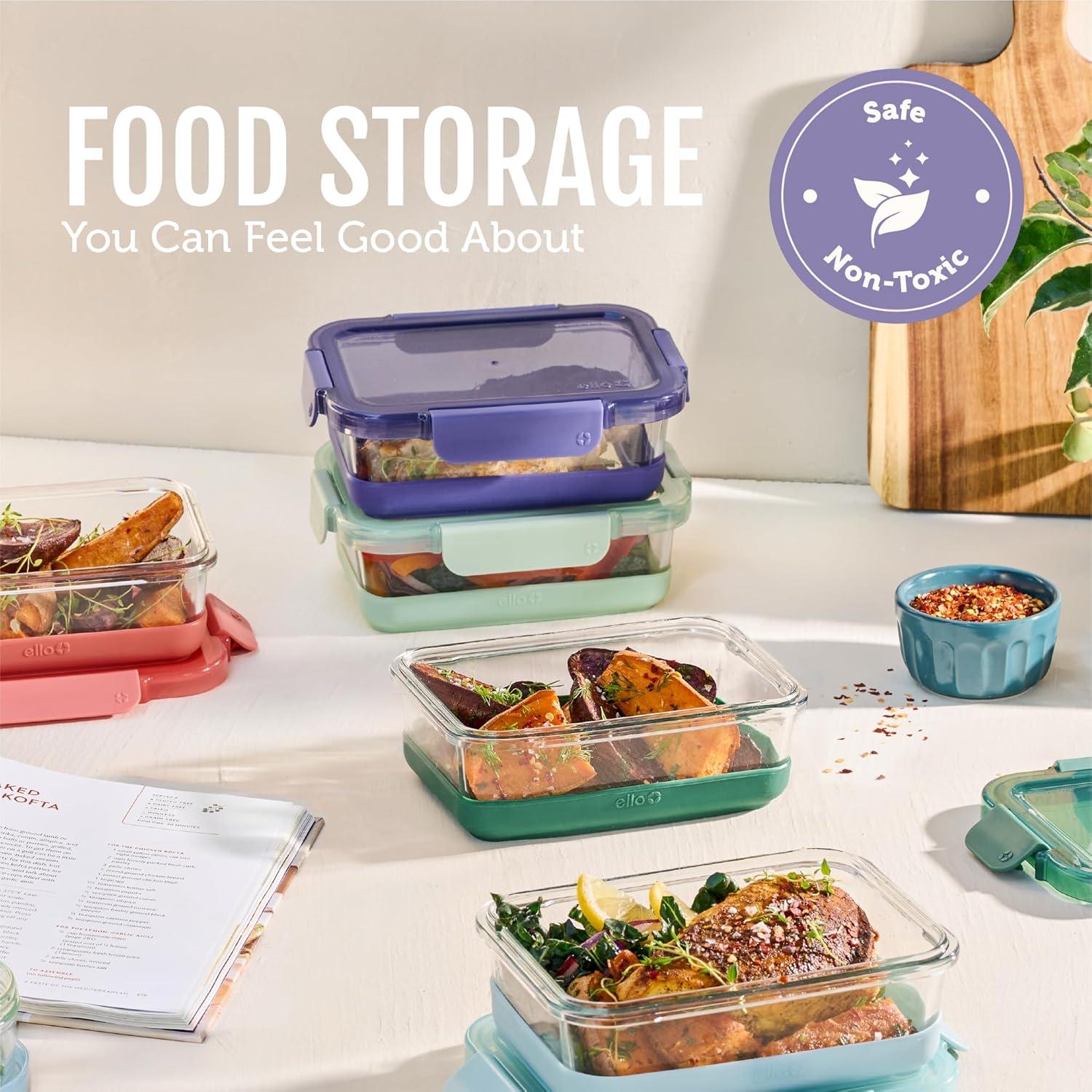 imageEllo Duraglass Refresh 34 Cup Meal Prep Sets 10Pc 5 Pack Set Glass Food Storage Container with Silicone Boot and Airtight BPAFree Plastic Lids Dishwasher Microwave and Freezer SafeDusk DelightEverest