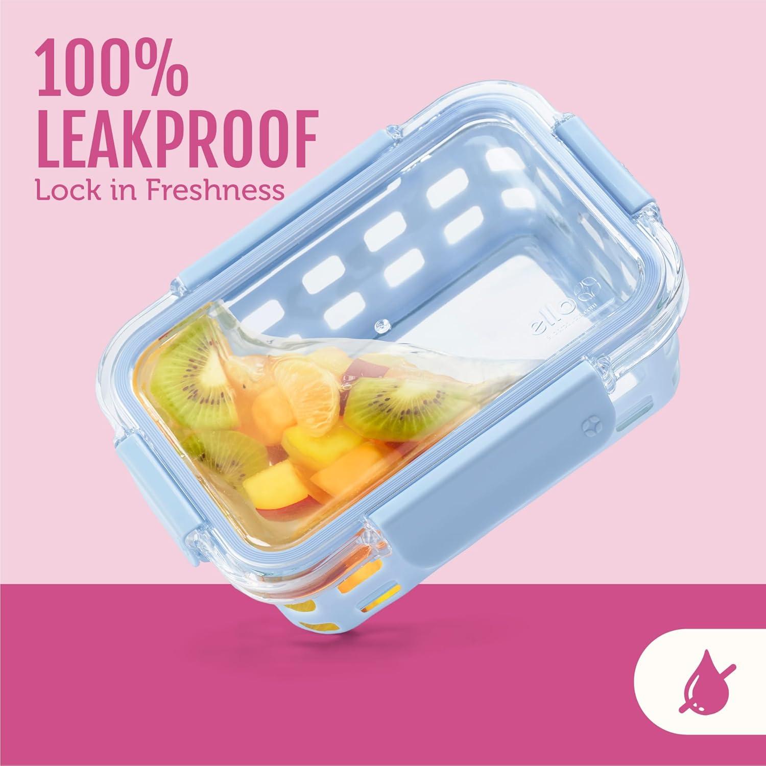 imageEllo Duraglass Refresh 34 Cup Meal Prep Sets 10Pc 5 Pack Set Glass Food Storage Container with Silicone Boot and Airtight BPAFree Plastic Lids Dishwasher Microwave and Freezer SafeDusk DelightEvening Orchard