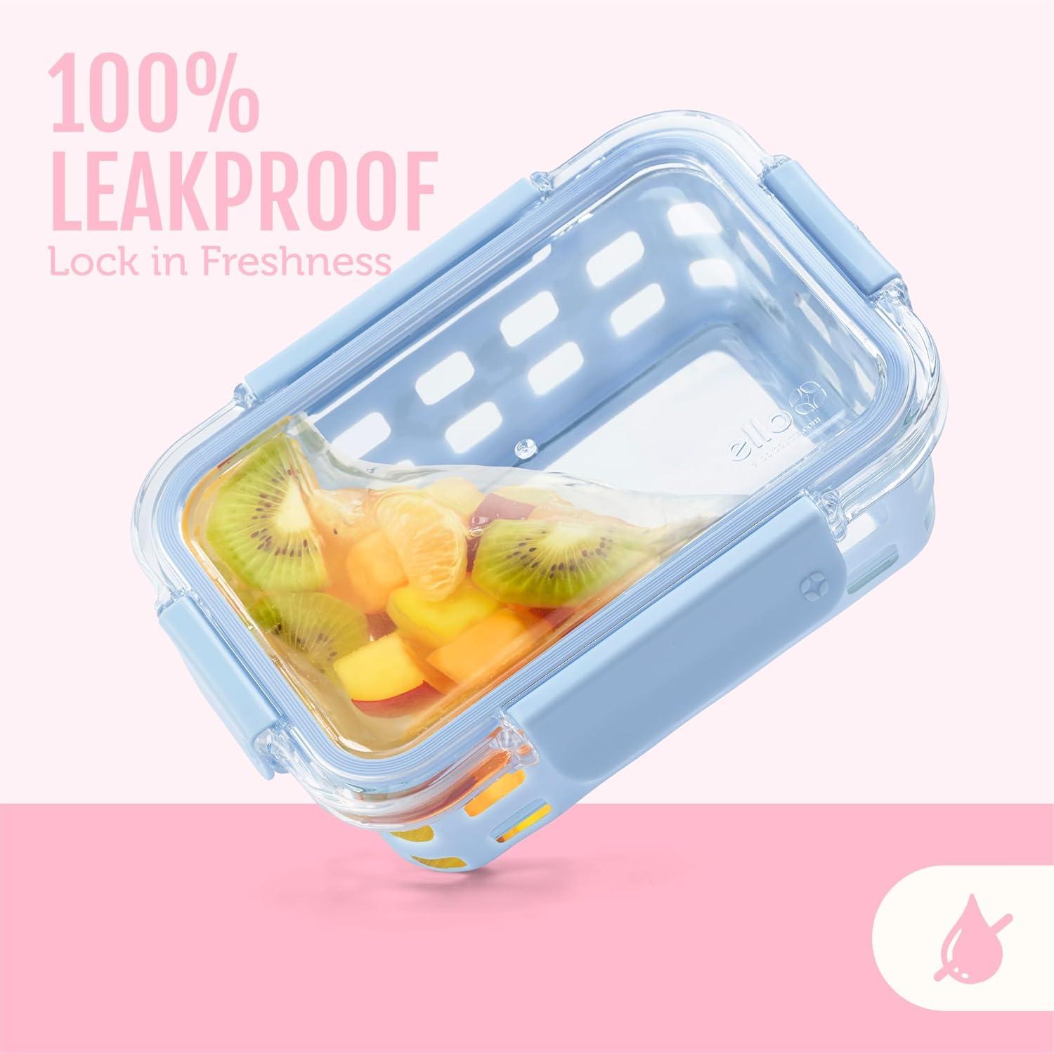 imageEllo Duraglass Refresh 34 Cup Meal Prep Sets 10Pc 5 Pack Set Glass Food Storage Container with Silicone Boot and Airtight BPAFree Plastic Lids Dishwasher Microwave and Freezer SafeDusk DelightMeadow