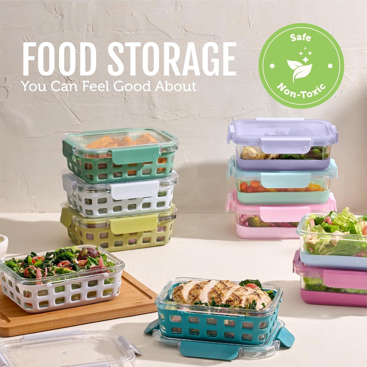 imageEllo Duraglass Refresh 34 Cup Meal Prep Sets 10Pc 5 Pack Set Glass Food Storage Container with Silicone Boot and Airtight BPAFree Plastic Lids Dishwasher Microwave and Freezer SafeDusk DelightFruit Salad