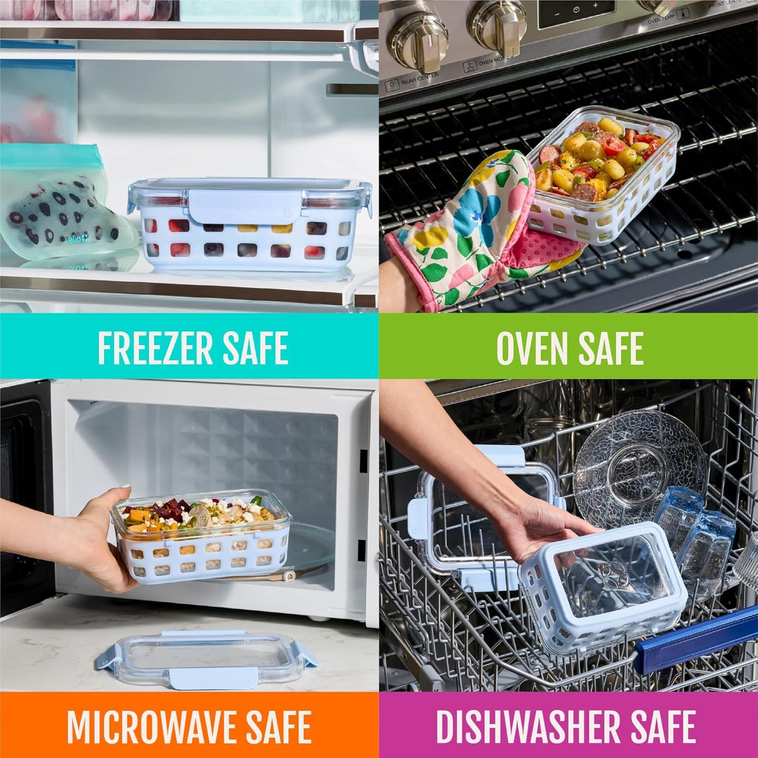 imageEllo Duraglass Refresh 34 Cup Meal Prep Sets 10Pc 5 Pack Set Glass Food Storage Container with Silicone Boot and Airtight BPAFree Plastic Lids Dishwasher Microwave and Freezer SafeDusk DelightFruit Salad