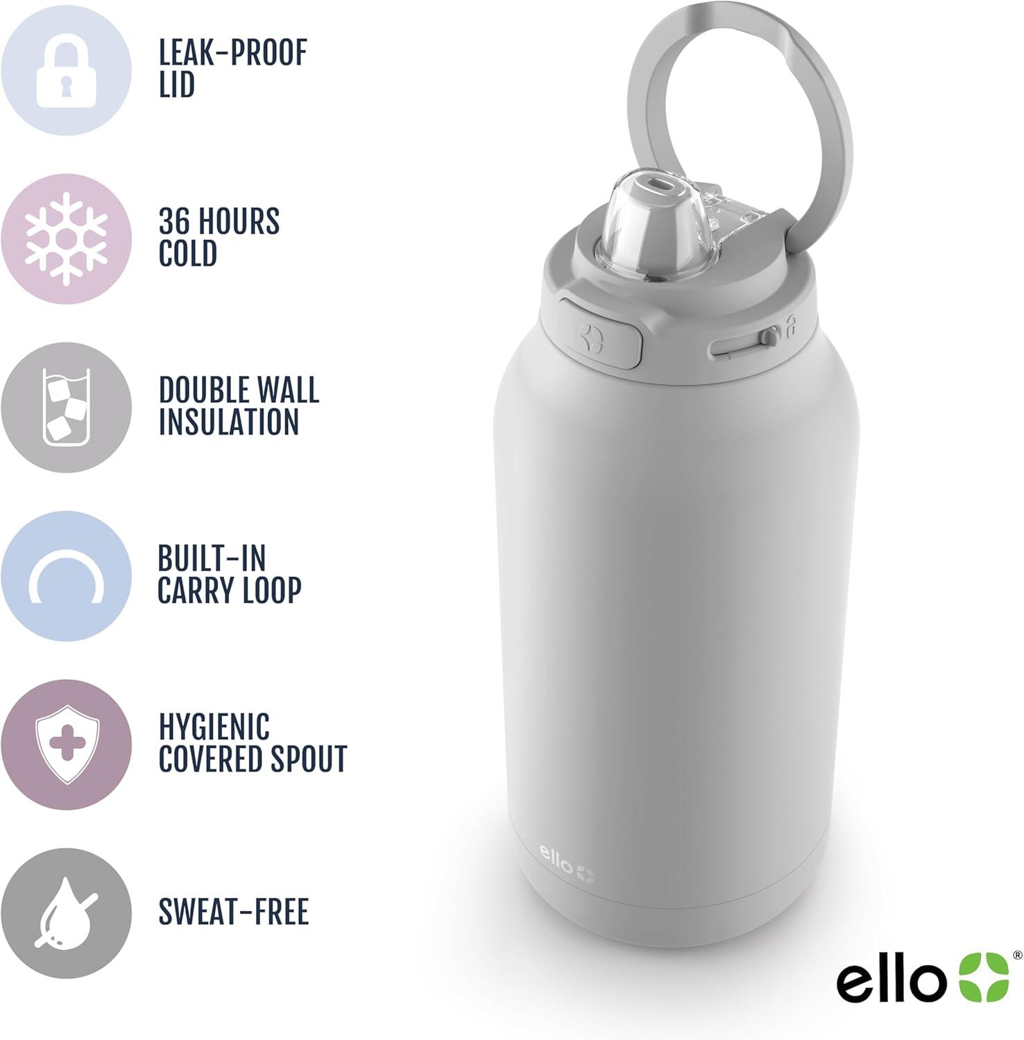 imageEllo Hydra 64oz Half Gallon Vacuum Insulated Stainless Steel Jug with LockingGray
