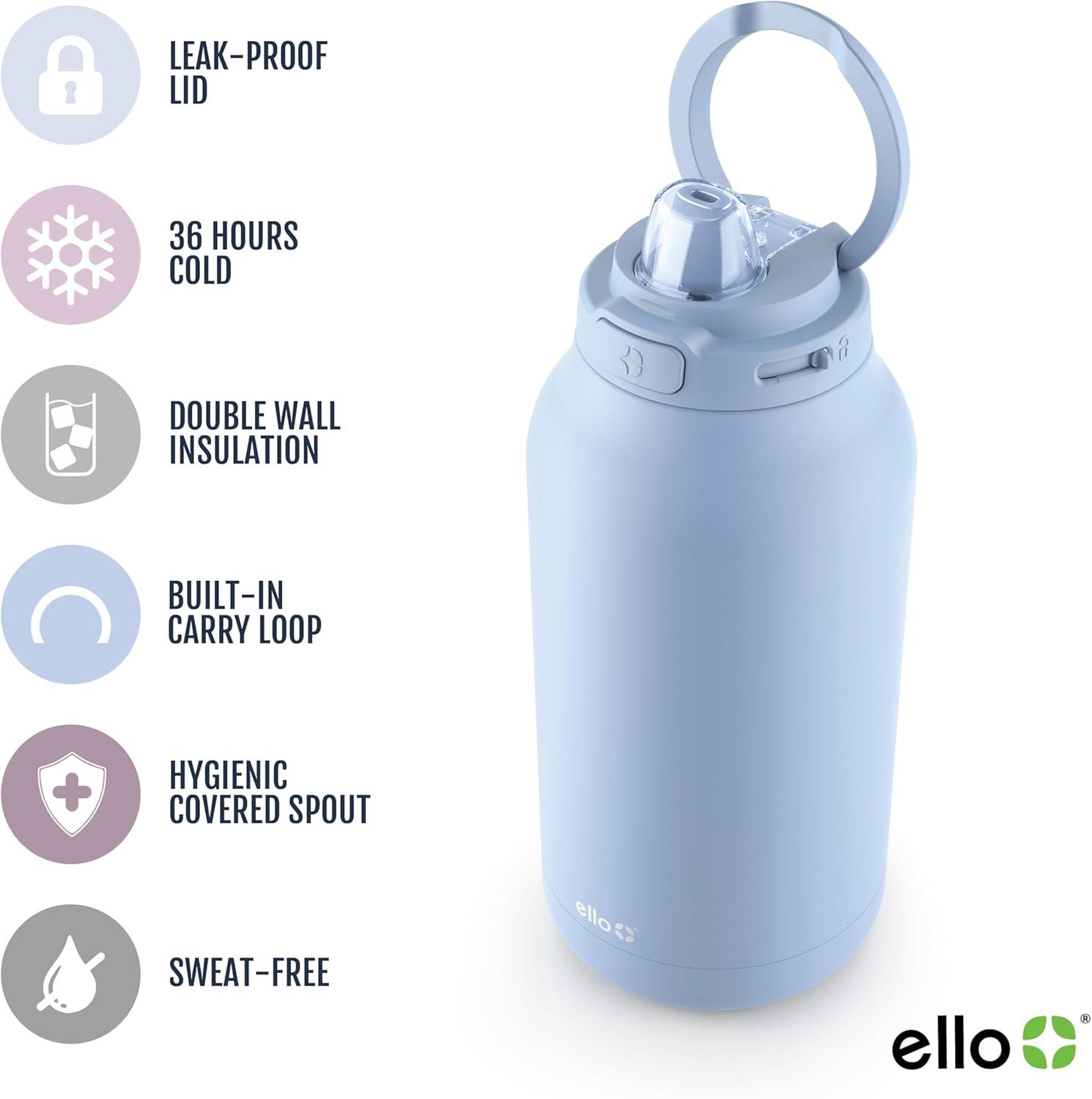 imageEllo Hydra 64oz Half Gallon Vacuum Insulated Stainless Steel Jug with LockingHalogen Blue