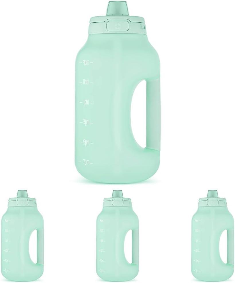 imageEllo Hydra 64oz Half Gallon Water Jug with Handle and Motivational Time Markers for All Day Hydration Plastic Reusable Water Bottle with Straw and Locking Leak Proof Lid BPA FreeYucca