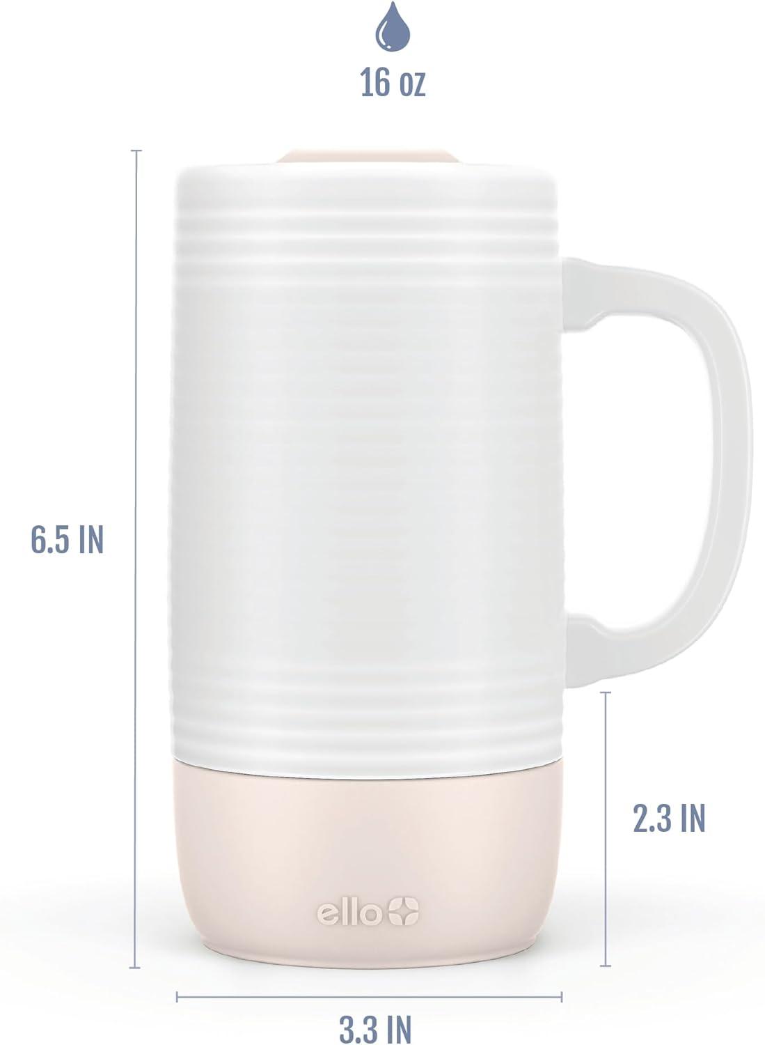 imageEllo Jane 18oz Ceramic Travel Mug with Handle SplashResistant Slider Lid and Builtin Coaster Perfect for Coffee and Tea BPA Free Dishwasher Safe Holiday Gift Her Him YuccaSandbar