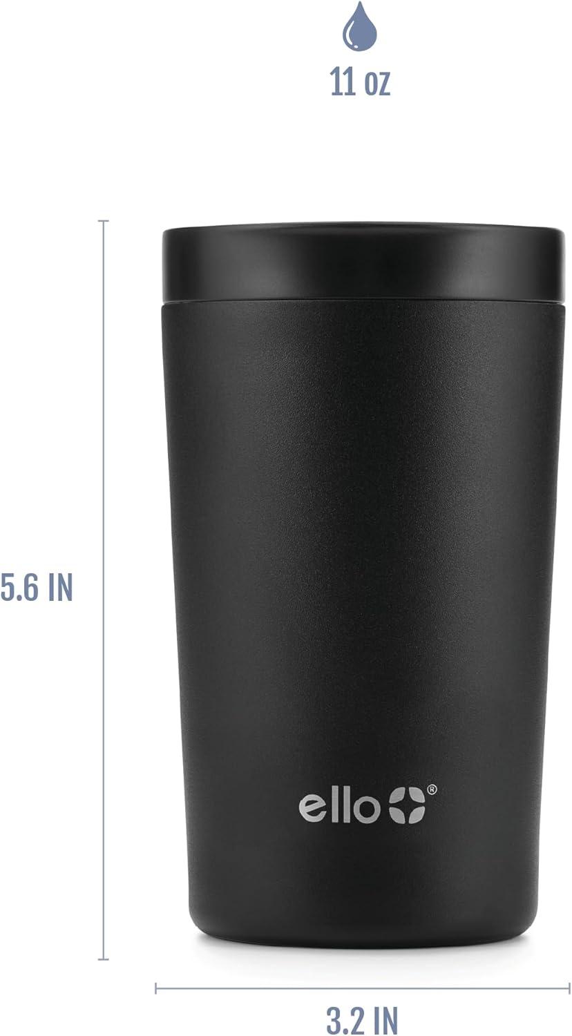 imageEllo Jones 11oz Insulated Stainless Steel Travel Mug with LeakProof Slider Lid Single Serve Small Coffee Tumbler Keeps Drinks Hot 3 Hours Cold 8 Hours BPAFree Beige GinghamBlack