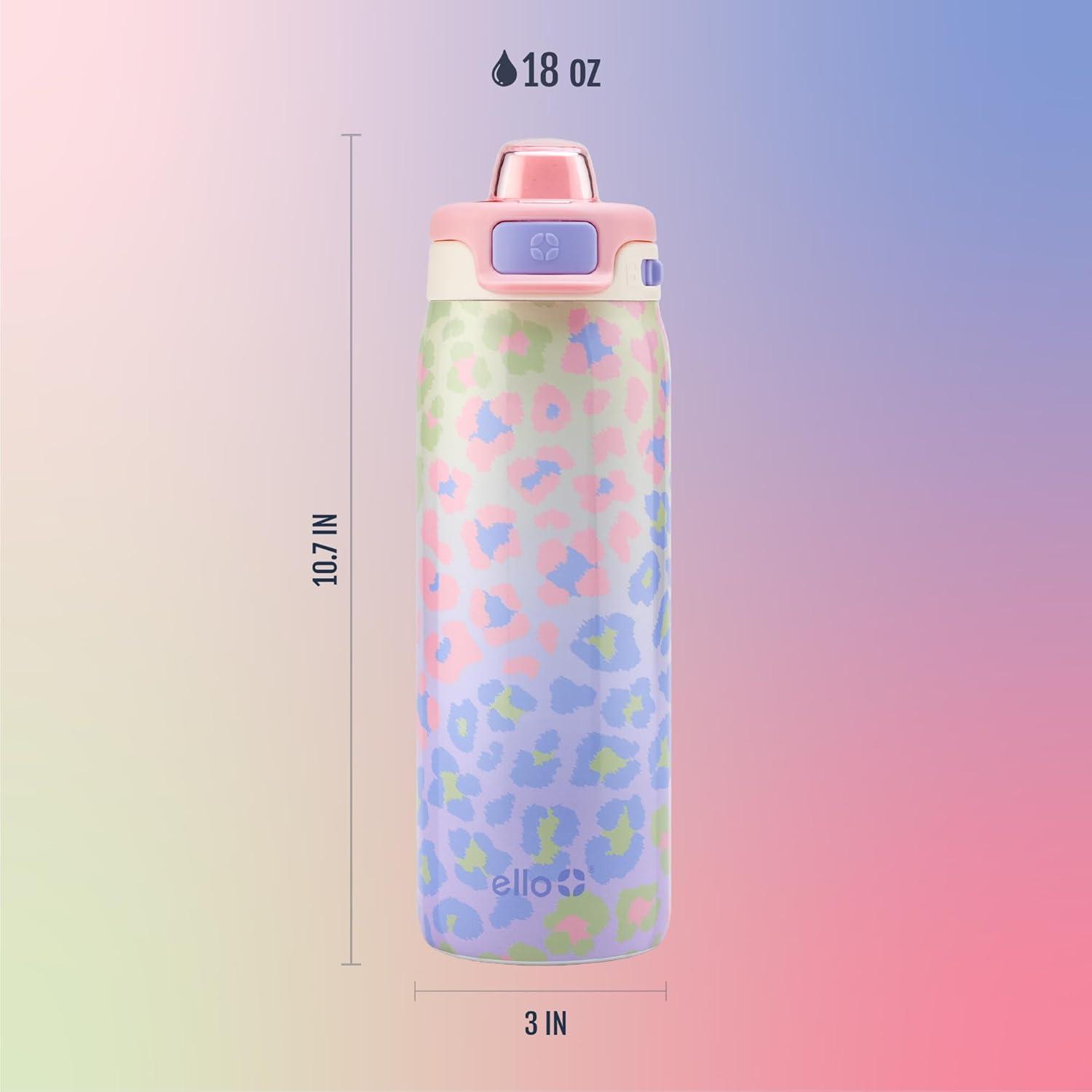 imageEllo Kids Pop ampamp Fill 18oz Stainless Steel Water Bottle with Quick Fill Technology DoubleWall Vacuum Insulation Leak Proof Locking Lid Sip ampamp Chug BPA Free Gifts for Girls Boys LighthouseCheetah