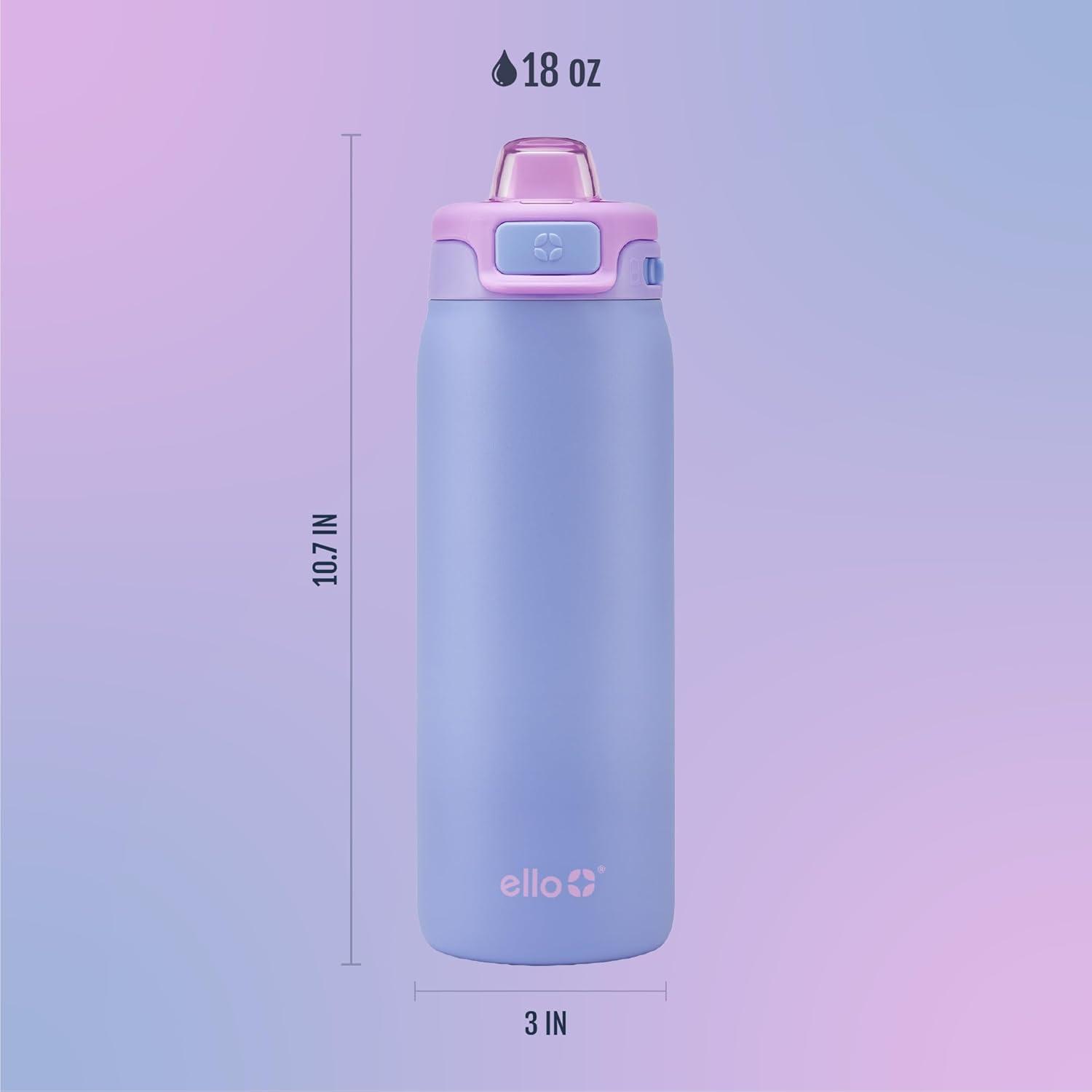 imageEllo Kids Pop ampamp Fill 18oz Stainless Steel Water Bottle with Quick Fill Technology DoubleWall Vacuum Insulation Leak Proof Locking Lid Sip ampamp Chug BPA Free Gifts for Girls Boys LighthouseLavender Fields