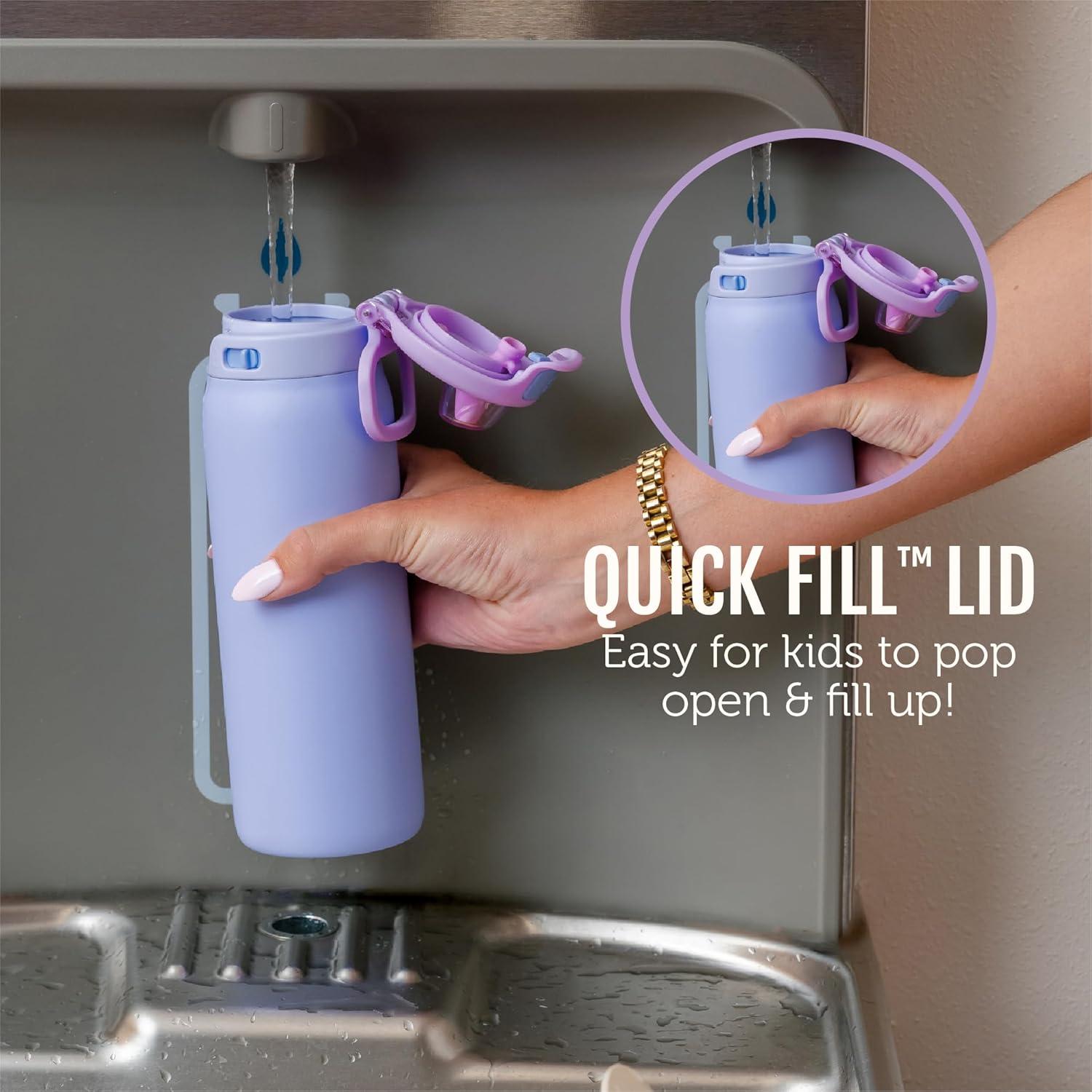 imageEllo Kids Pop ampamp Fill 18oz Stainless Steel Water Bottle with Quick Fill Technology DoubleWall Vacuum Insulation Leak Proof Locking Lid Sip ampamp Chug BPA Free Gifts for Girls Boys LighthouseLighthouse