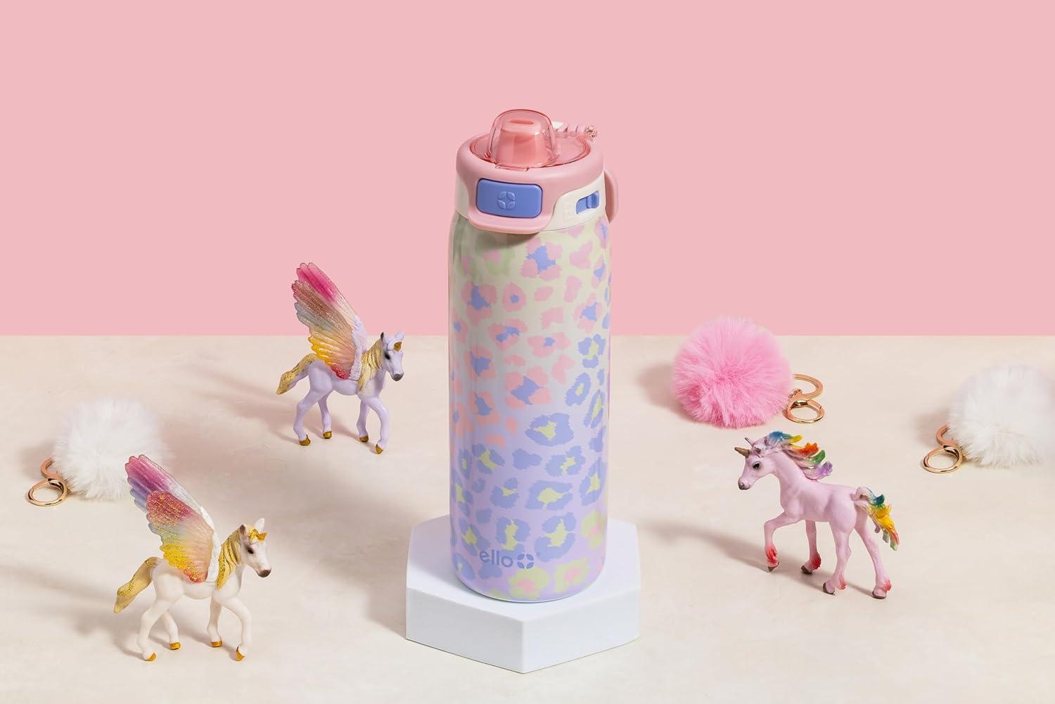 imageEllo Kids Pop ampamp Fill 18oz Stainless Steel Water Bottle with Quick Fill Technology DoubleWall Vacuum Insulation Leak Proof Locking Lid Sip ampamp Chug BPA Free Gifts for Girls Boys LighthouseCheetah