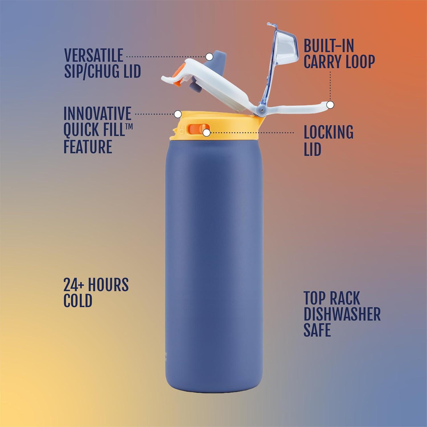 imageEllo Kids Pop ampamp Fill 18oz Stainless Steel Water Bottle with Quick Fill Technology DoubleWall Vacuum Insulation Leak Proof Locking Lid Sip ampamp Chug BPA Free Gifts for Girls Boys LighthouseLighthouse