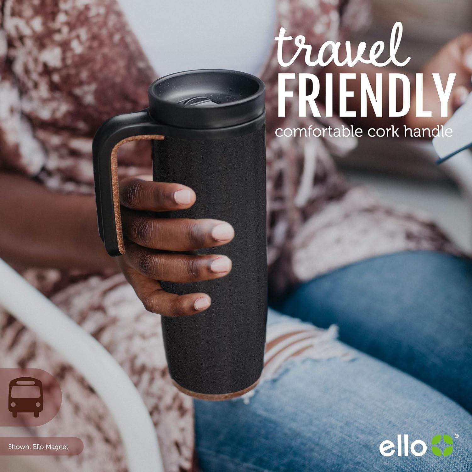 imageEllo Magnet 18oz Vacuum Insulated Stainless Steel Travel Mug with Side Handle and LeakProof Slider Lid and Builtin Coaster Keeps Hot for 5 HoursTortoise Shell Airwap