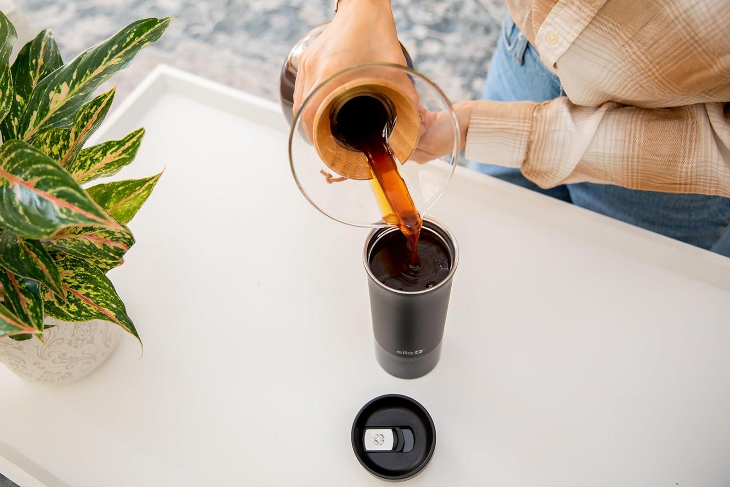 imageEllo Miri 16oz Vacuum Insulated Stainless Steel Travel Mug LeakProof Slider Lid Keeps Hot for 5 Hours Perfect for Coffee or Tea BPAFree Fits Most Cupholders Holiday Gift SpeckleBlack Marble
