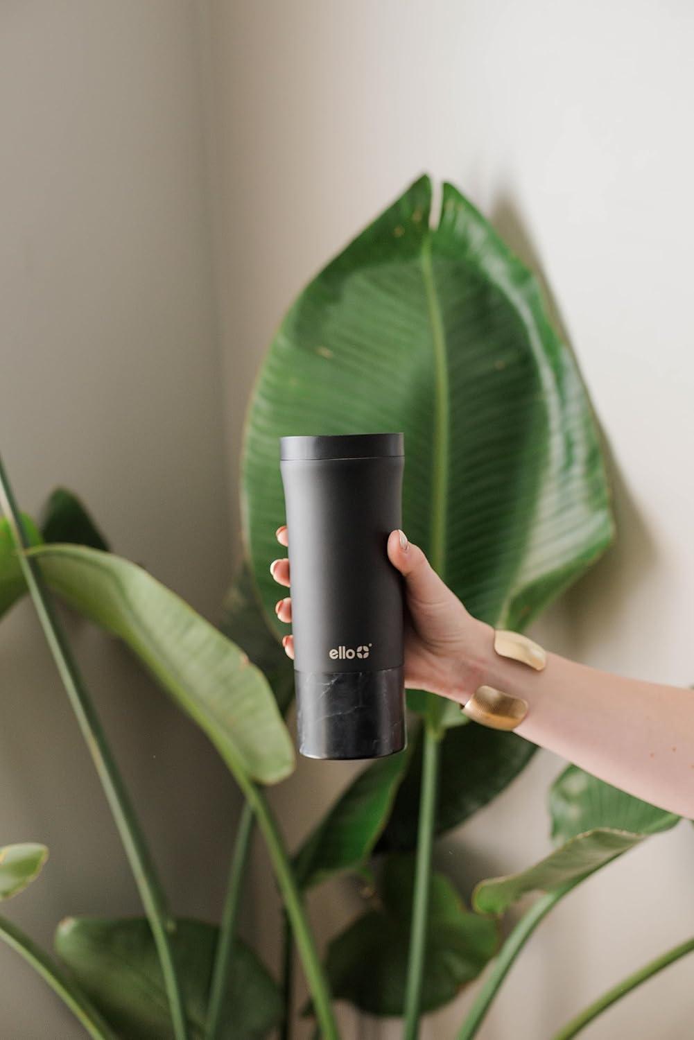imageEllo Miri 16oz Vacuum Insulated Stainless Steel Travel Mug LeakProof Slider Lid Keeps Hot for 5 Hours Perfect for Coffee or Tea BPAFree Fits Most Cupholders Holiday Gift SpeckleBlack Marble