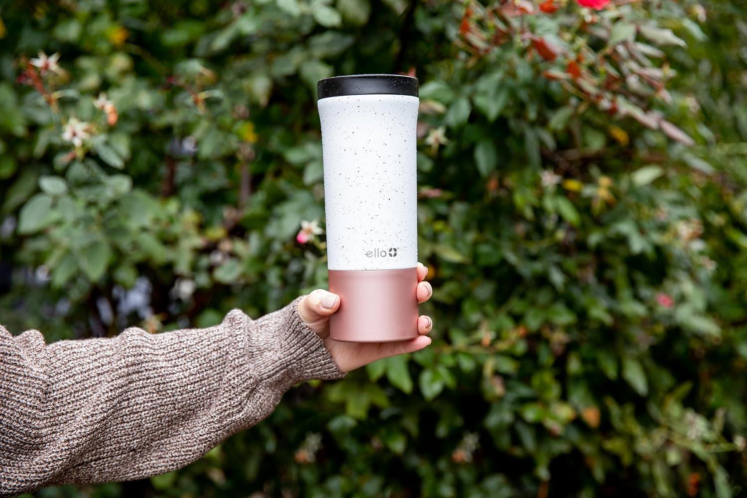imageEllo Miri 16oz Vacuum Insulated Stainless Steel Travel Mug LeakProof Slider Lid Keeps Hot for 5 Hours Perfect for Coffee or Tea BPAFree Fits Most Cupholders Holiday Gift SpeckleSpeckle Rosegold