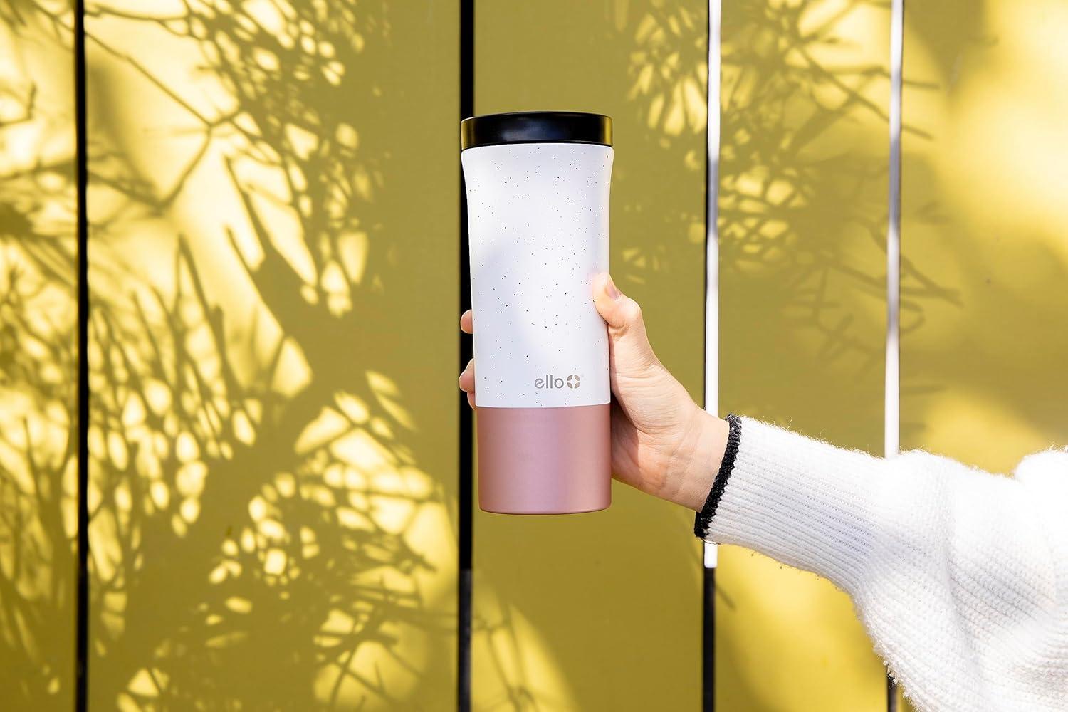 imageEllo Miri 16oz Vacuum Insulated Stainless Steel Travel Mug LeakProof Slider Lid Keeps Hot for 5 Hours Perfect for Coffee or Tea BPAFree Fits Most Cupholders Holiday Gift SpeckleSpeckle Rosegold