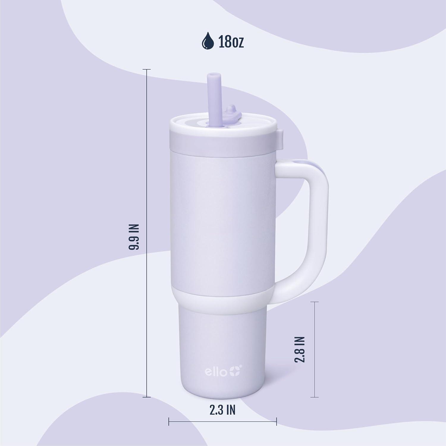 imageEllo Oasis 30 oz Tumbler with Handle ampamp Retracting Straw Reusable Insulated Stainless Steel Cup 100 Leakproof Gifts for Teens Women Men Keeps cold for 24 Hours Cup Holder Friendly Sunrise GlowShiny Purple